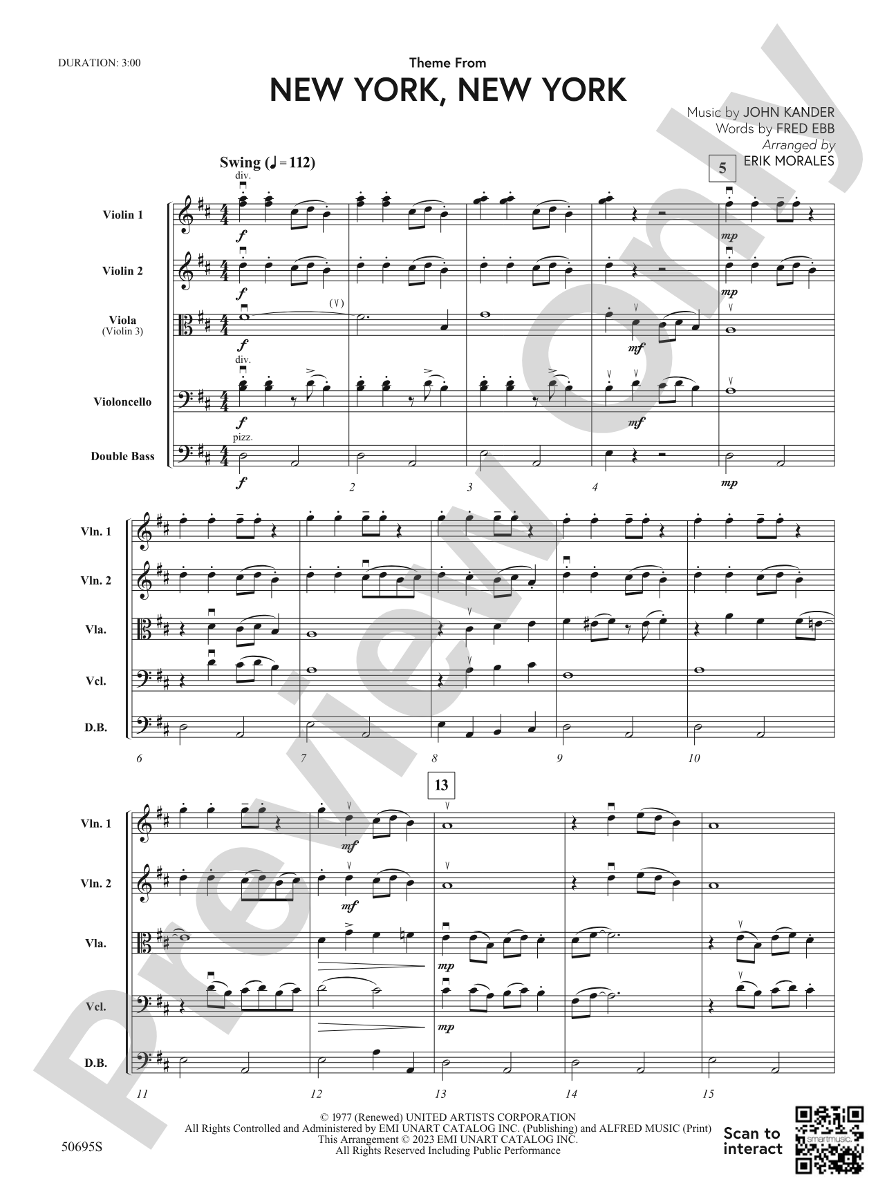 Theme from New York, New York: String Orchestra Conductor Score & Parts