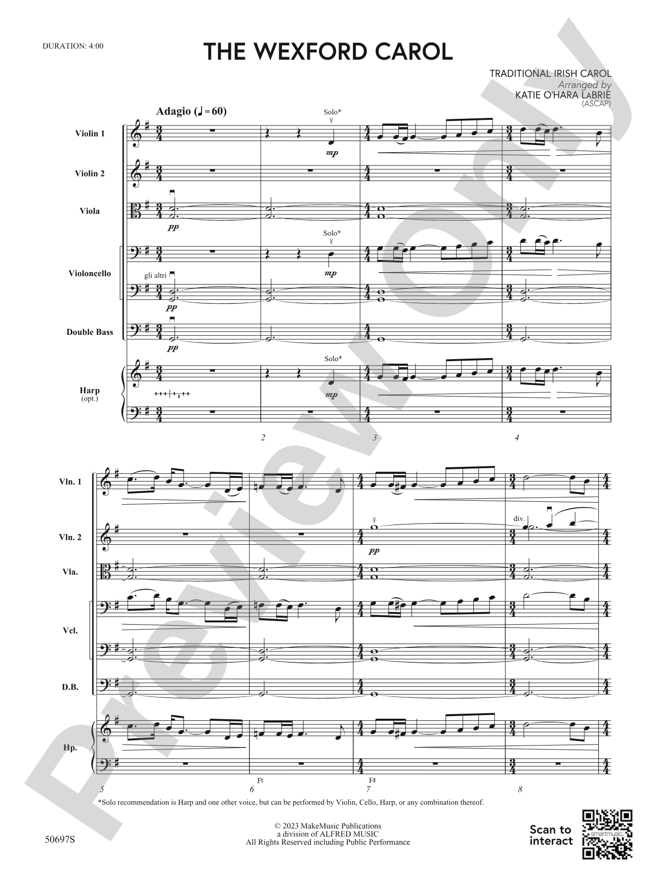 The Wexford Carol: String Orchestra Conductor Score & Parts