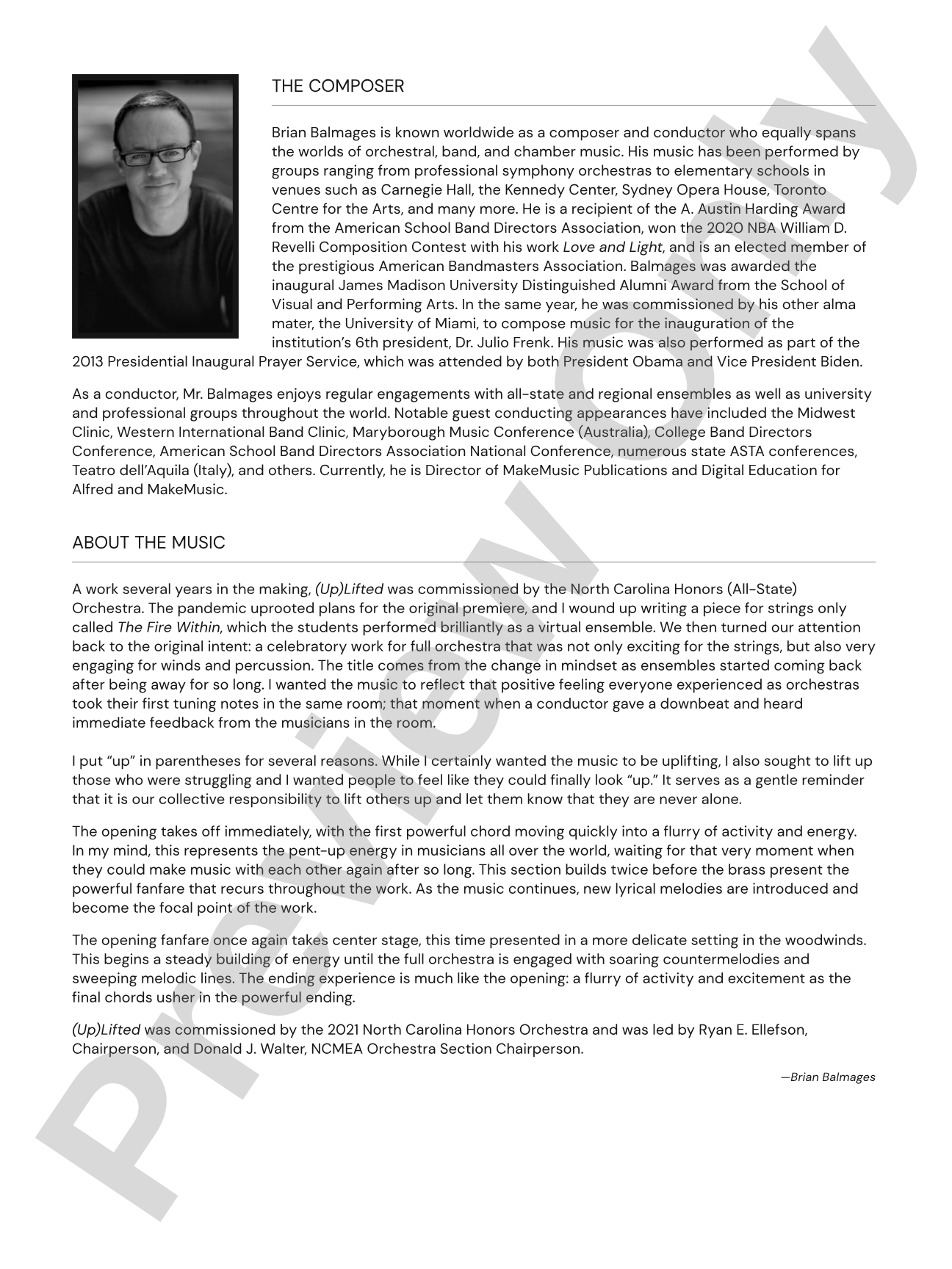 (Up)Lifted: Full Orchestra Conductor Score & Parts
