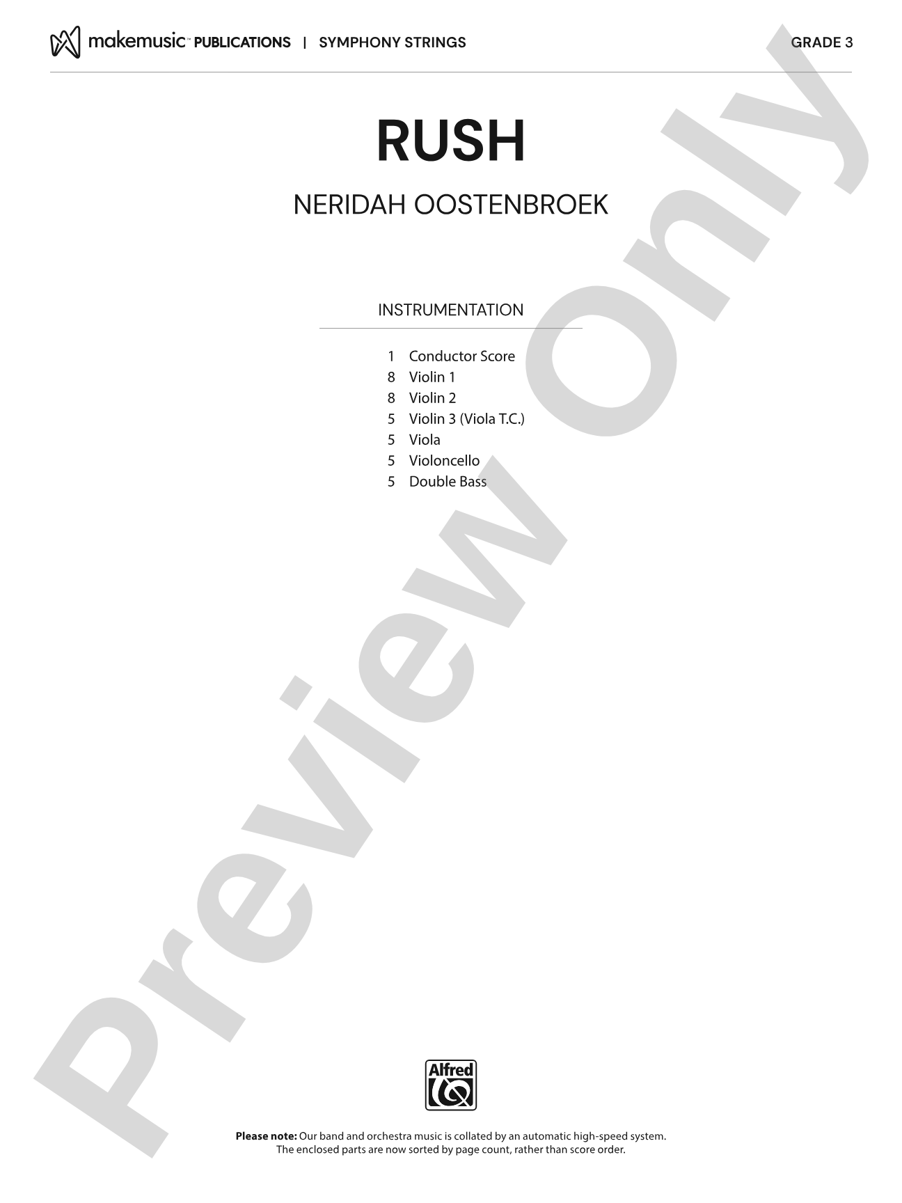 Rush: String Orchestra Conductor Score & Parts
