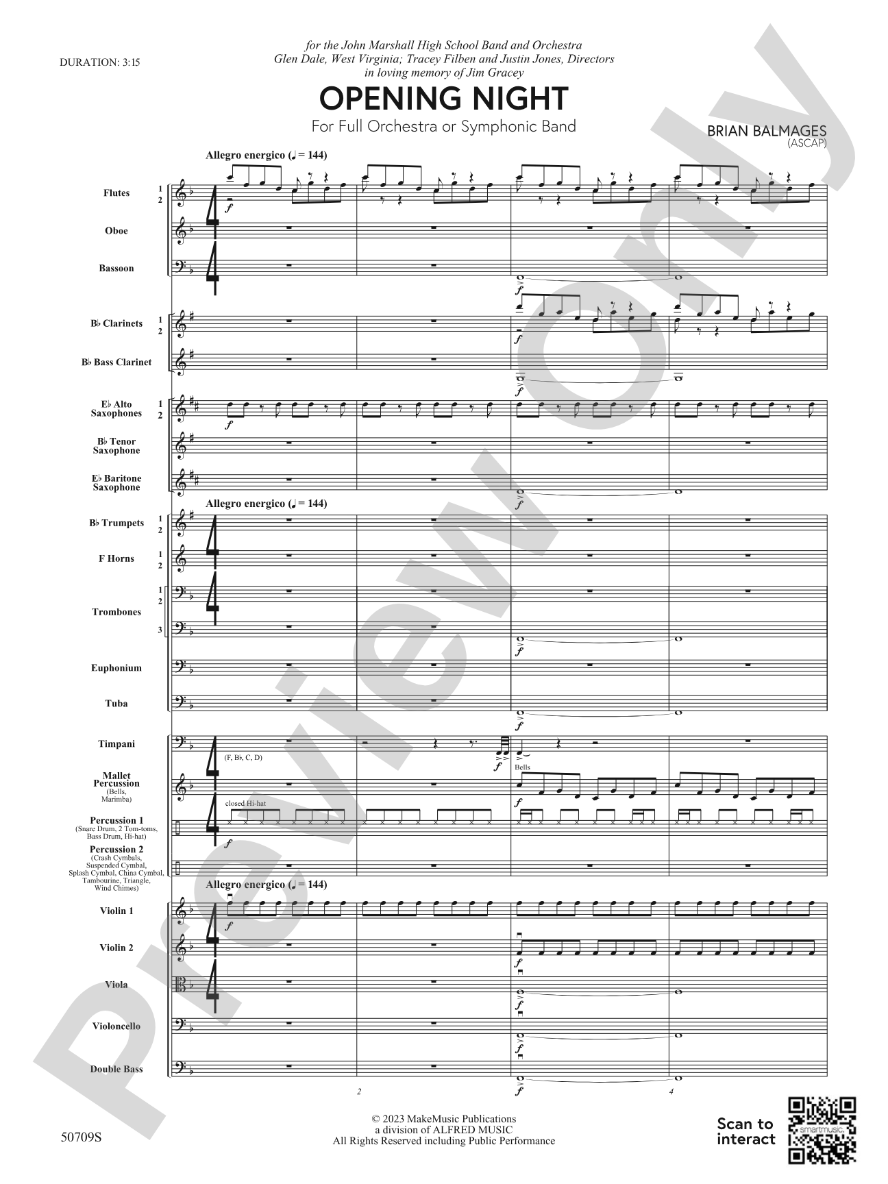 Opening Night: Full Orchestra Conductor Score & Parts