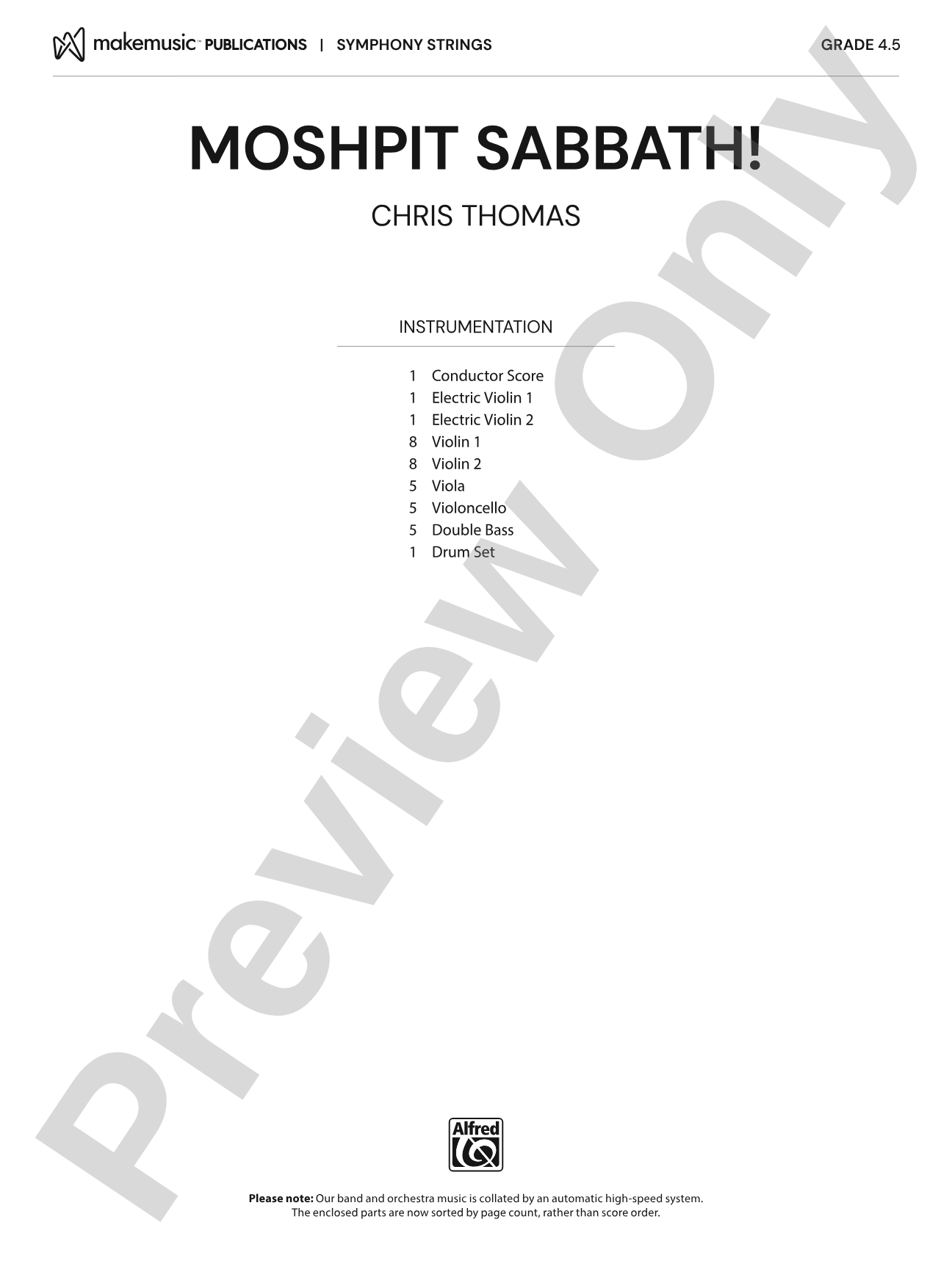 Moshpit Sabbath!: String Orchestra Conductor Score & Parts