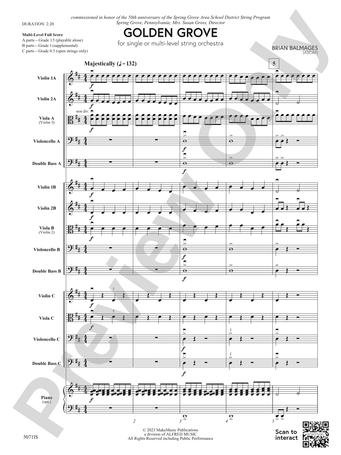 Golden Grove: String Orchestra Conductor Score & Parts