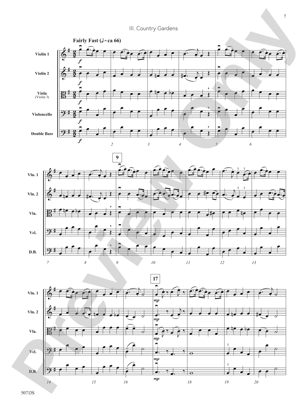 A Grainger Suite: String Orchestra Conductor Score & Parts