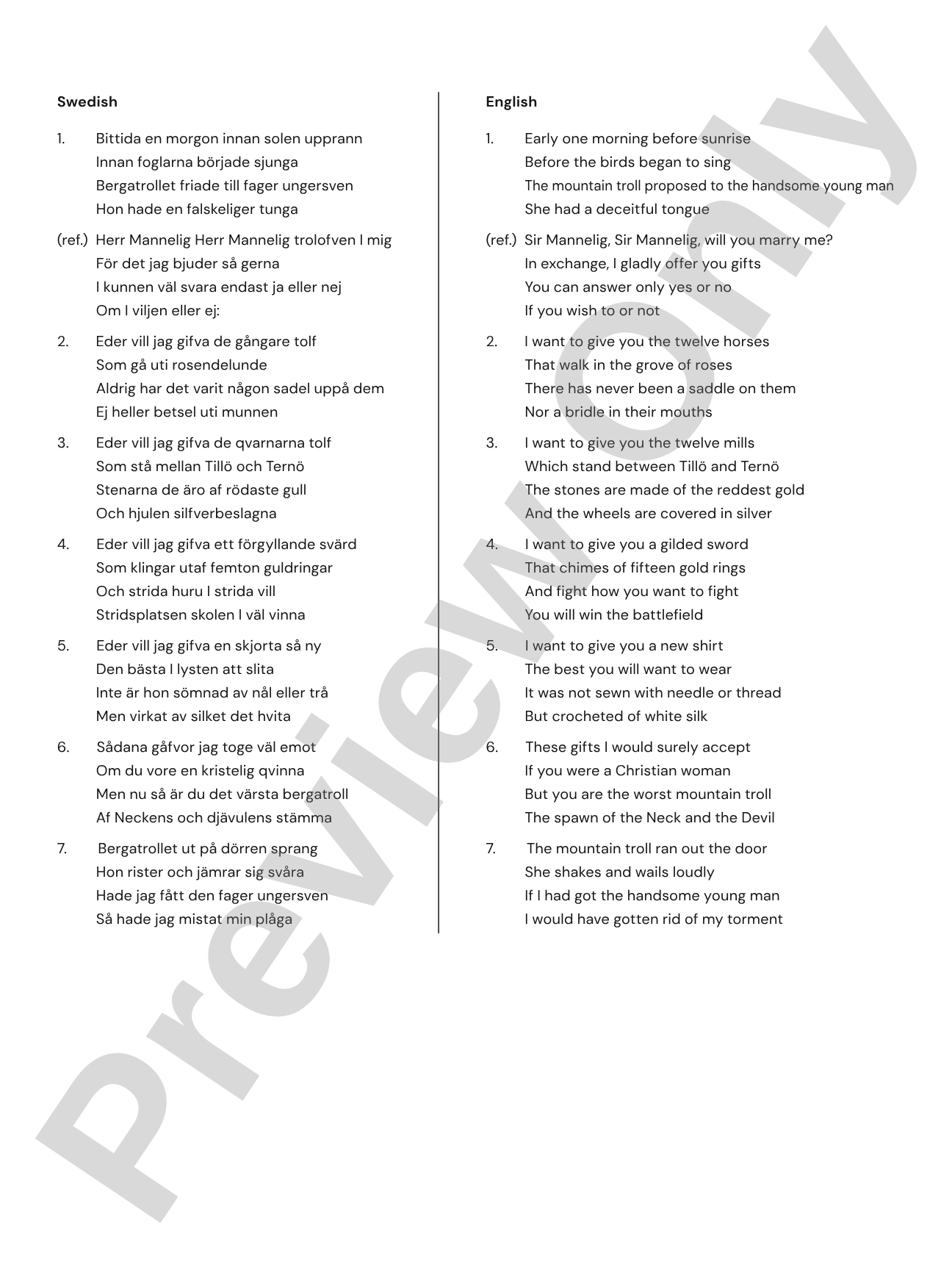 Herr Mannelig: String Orchestra Conductor Score & Parts