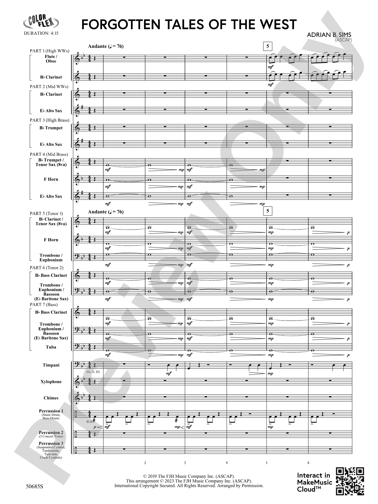 Forgotten Tales of the West: Concert Band Conductor Score & Parts - ColorFlex version