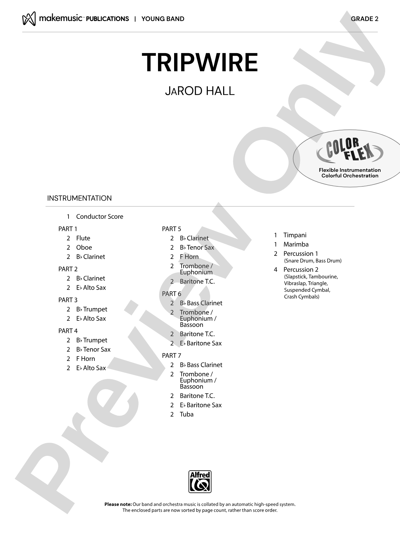 Tripwire: Concert Band Conductor Score & Parts - ColorFlex Version