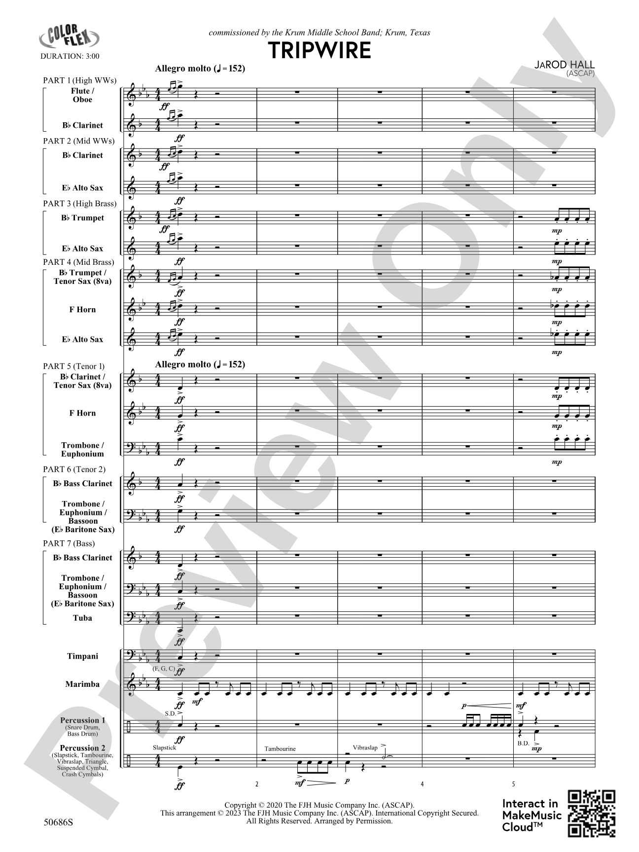 Tripwire: Concert Band Conductor Score & Parts - ColorFlex Version
