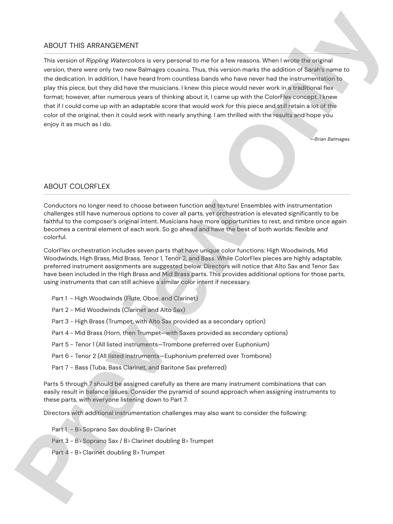 Rippling Watercolors: Concert Band Conductor Score & Parts - ColorFlex version