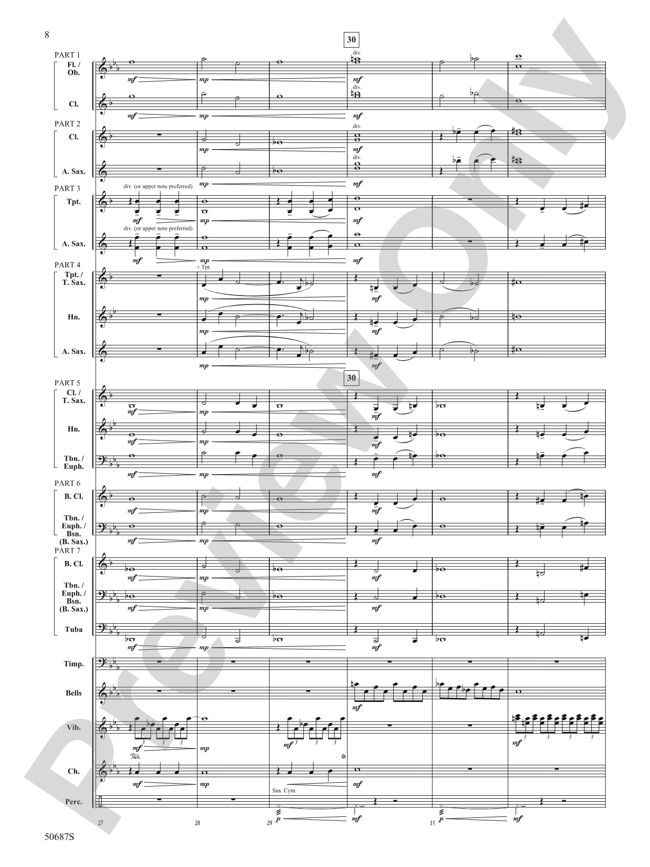 Rippling Watercolors: Concert Band Conductor Score & Parts - ColorFlex version