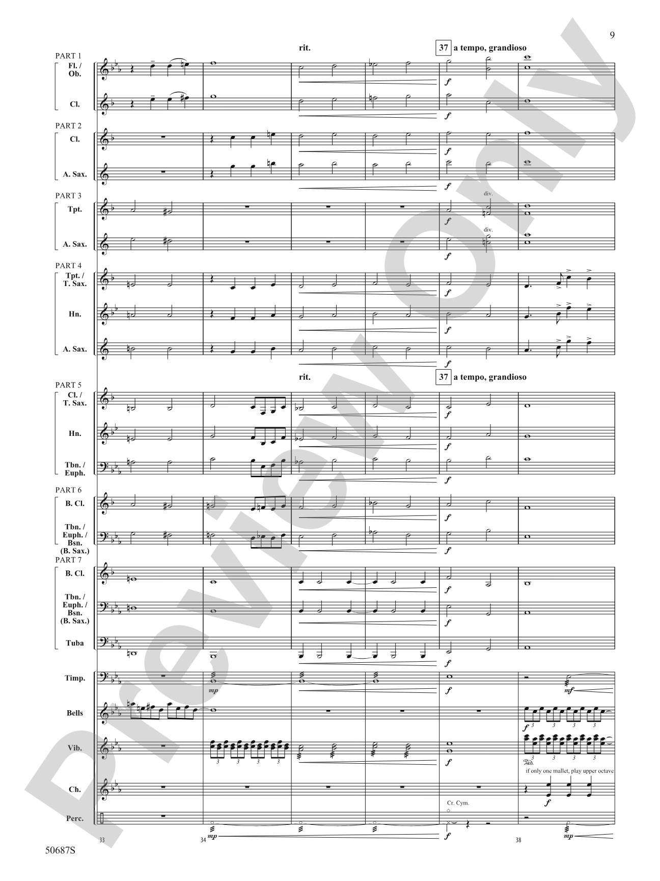 Rippling Watercolors: Concert Band Conductor Score & Parts - ColorFlex version