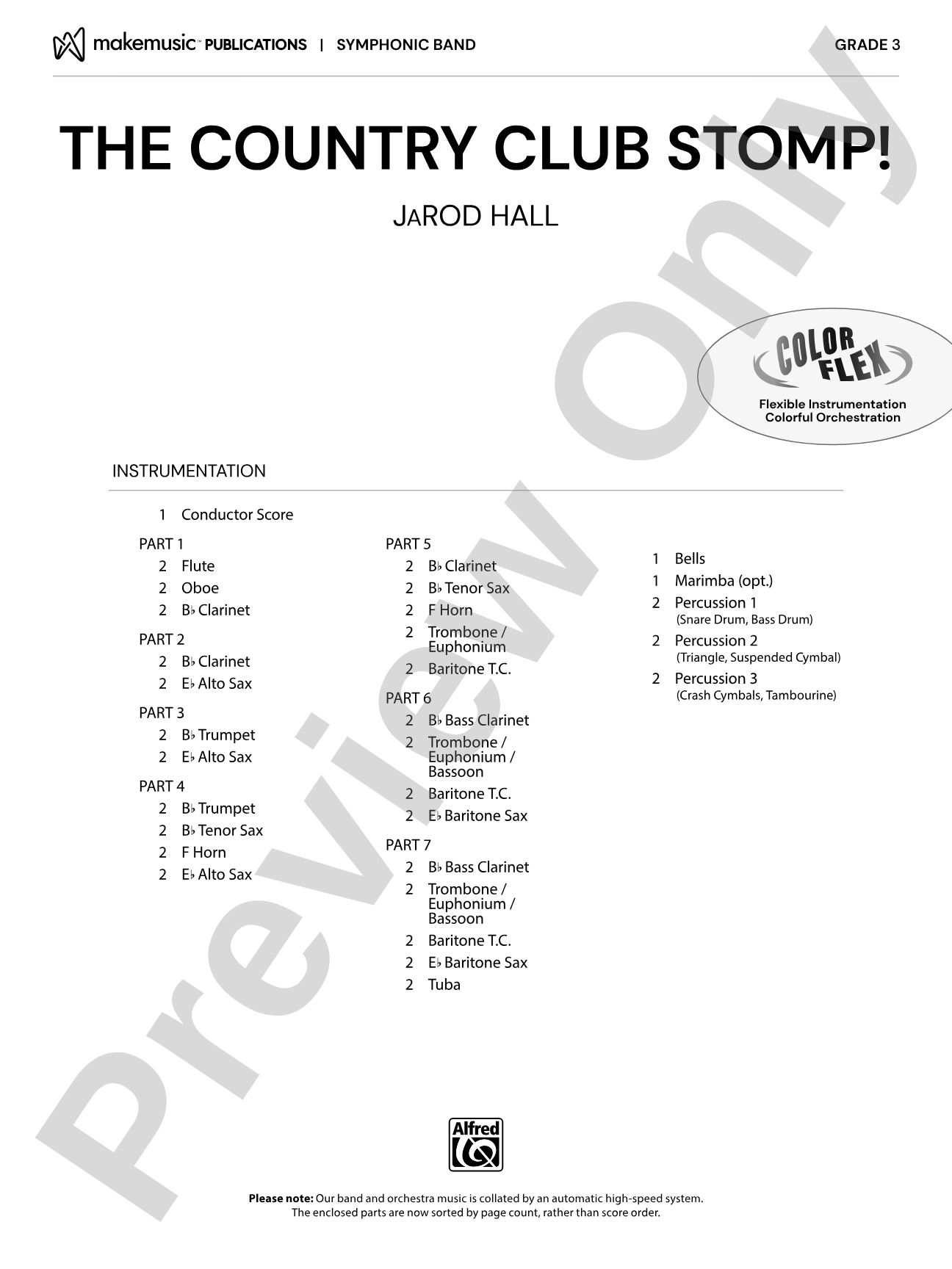 The Country Club Stomp!: Concert Band Conductor Score & Parts - ColorFlex version