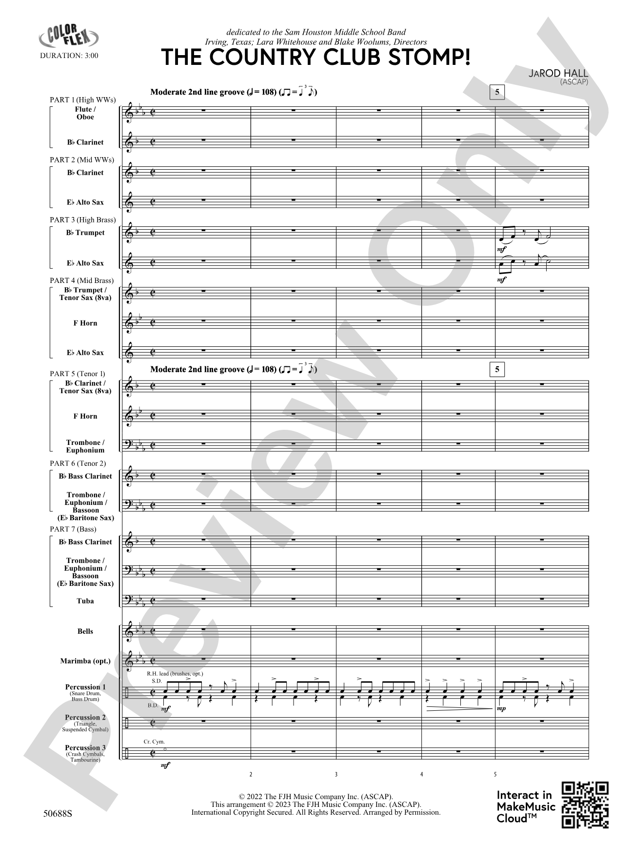 The Country Club Stomp!: Concert Band Conductor Score & Parts - ColorFlex version