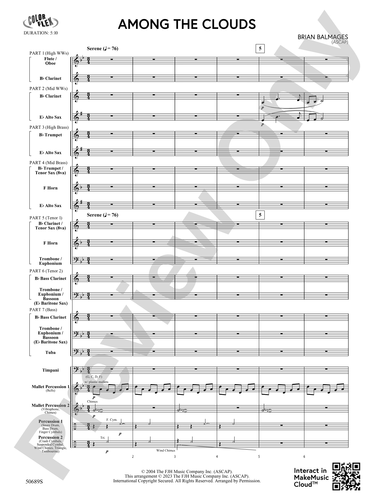 Among the Clouds: Concert Band Conductor Score & Parts - ColorFlex Version