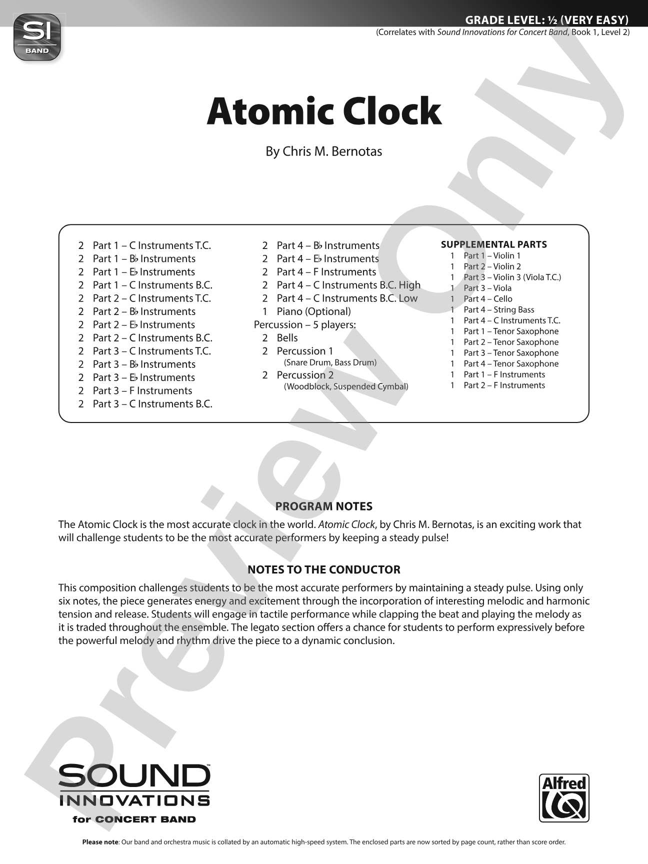 Atomic Clock: Flexible Band/String Ensemble Score & Parts