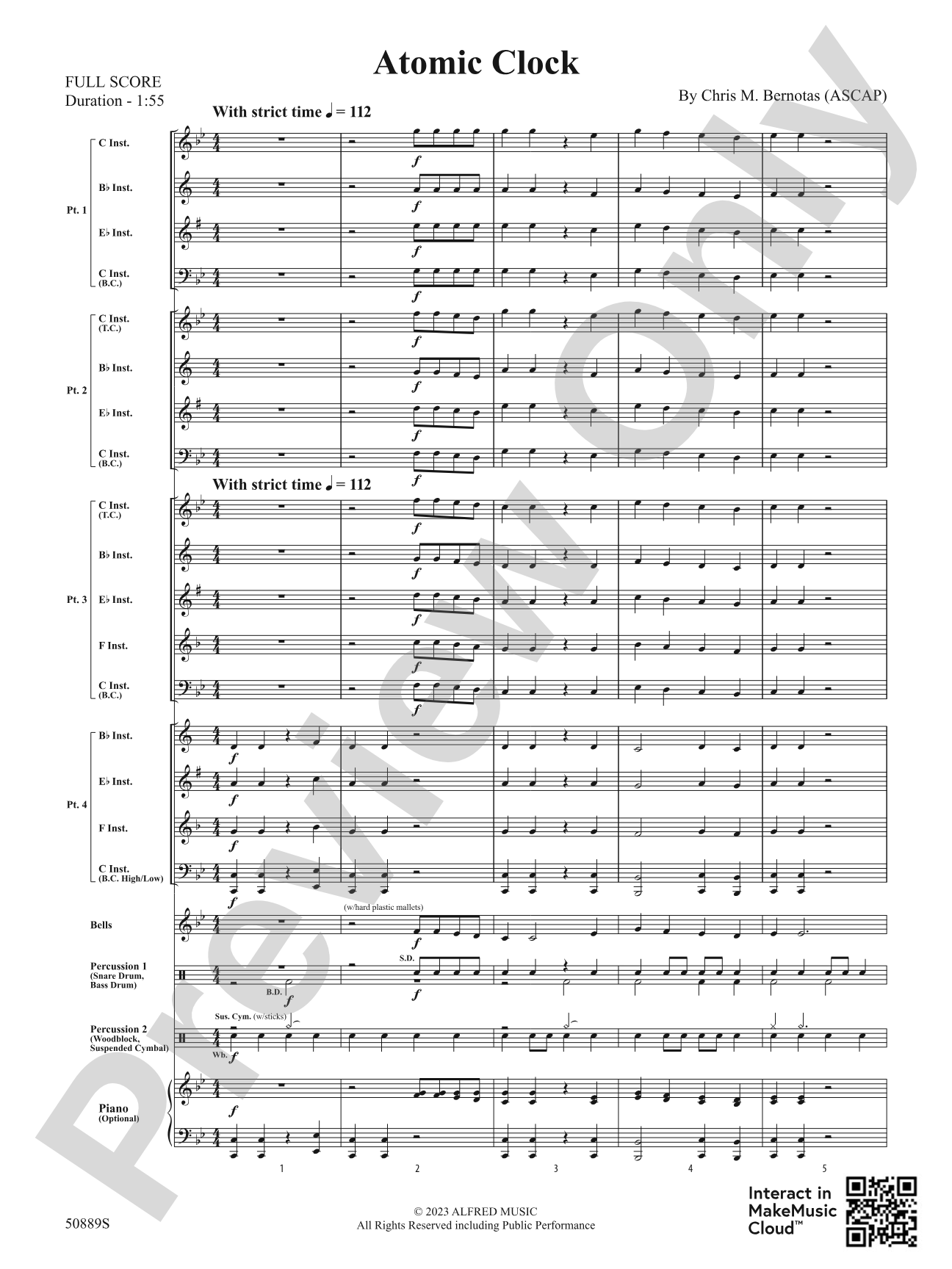 Atomic Clock: Flexible Band/String Ensemble Score & Parts