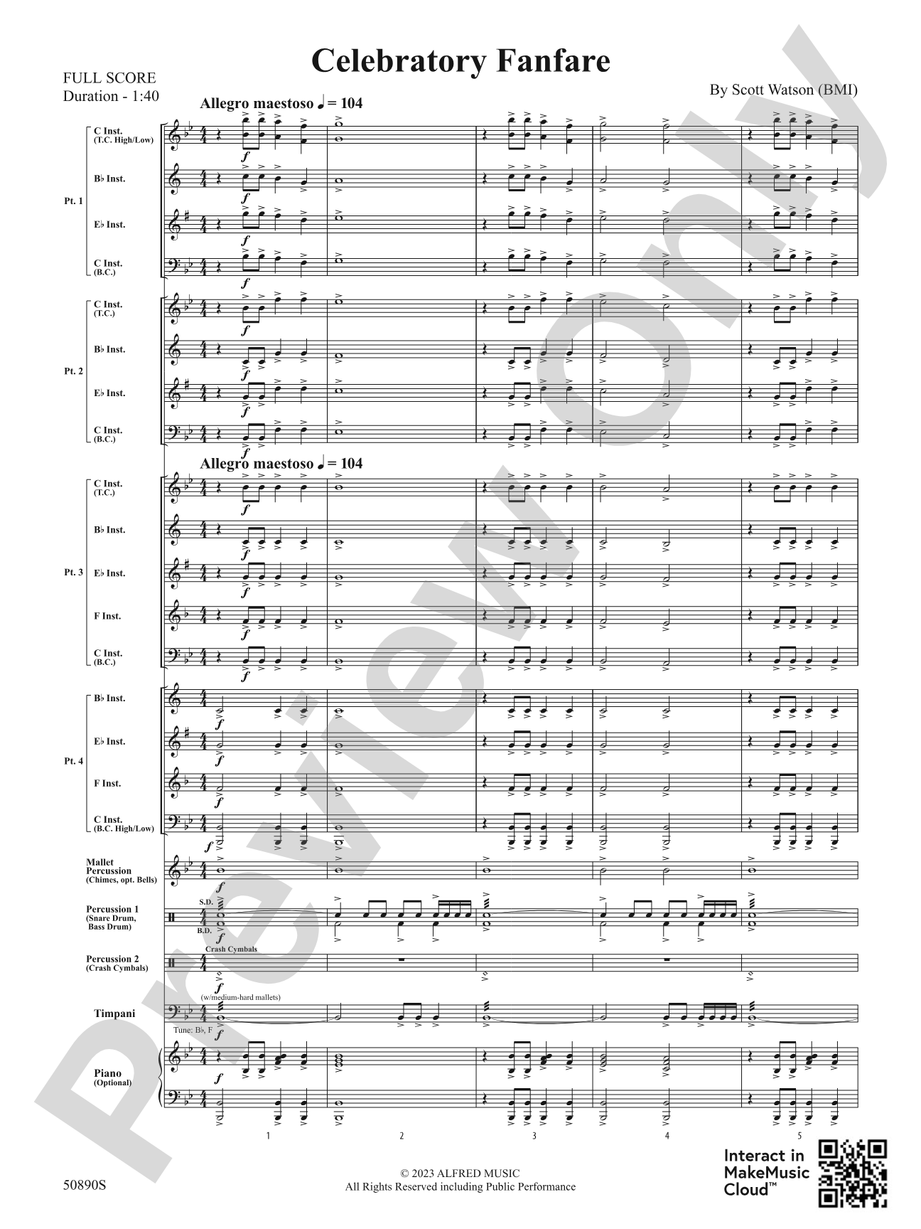 Celebratory Fanfare: Flexible Band/String Ensemble Score & Parts
