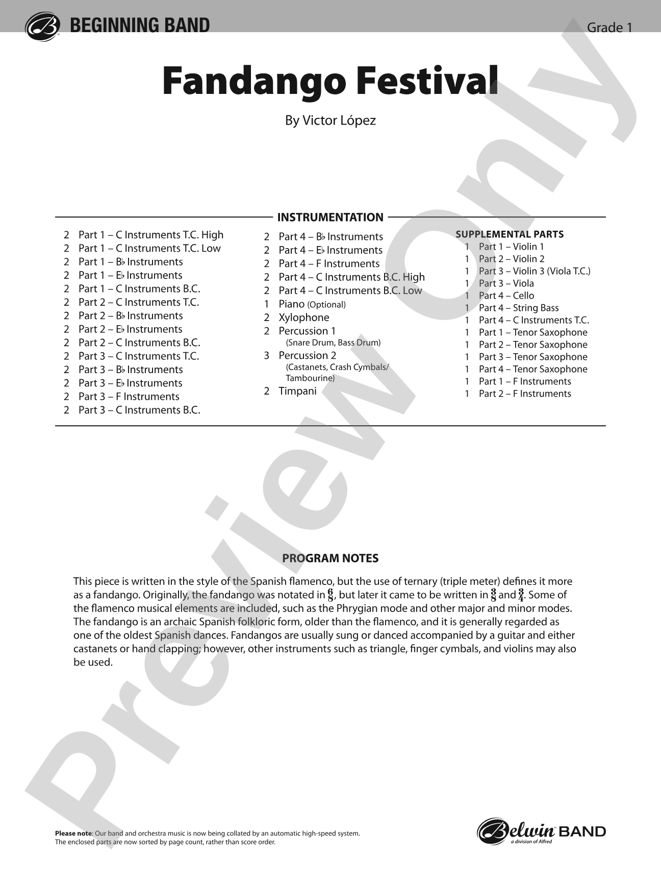 Fandango Festival: Flexible Band/String Ensemble Score & Parts