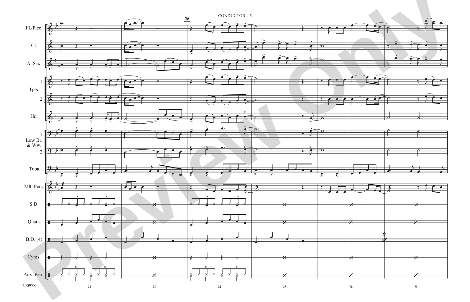 Flowers: Marching Band Conductor Score & Parts