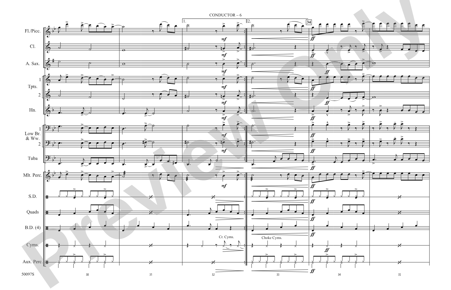 Flowers: Marching Band Conductor Score & Parts