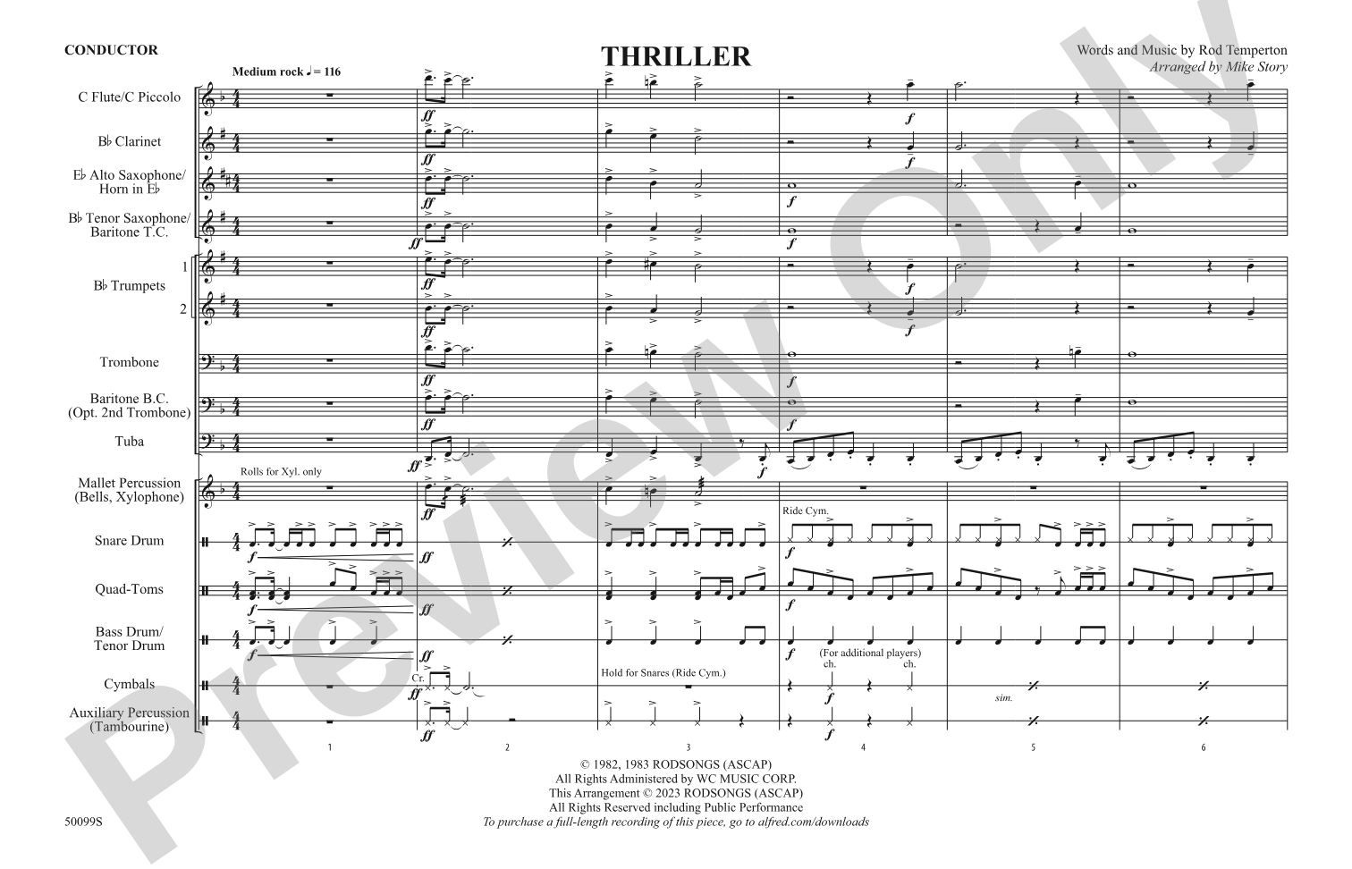 Thriller: Marching Band Conductor Score & Parts