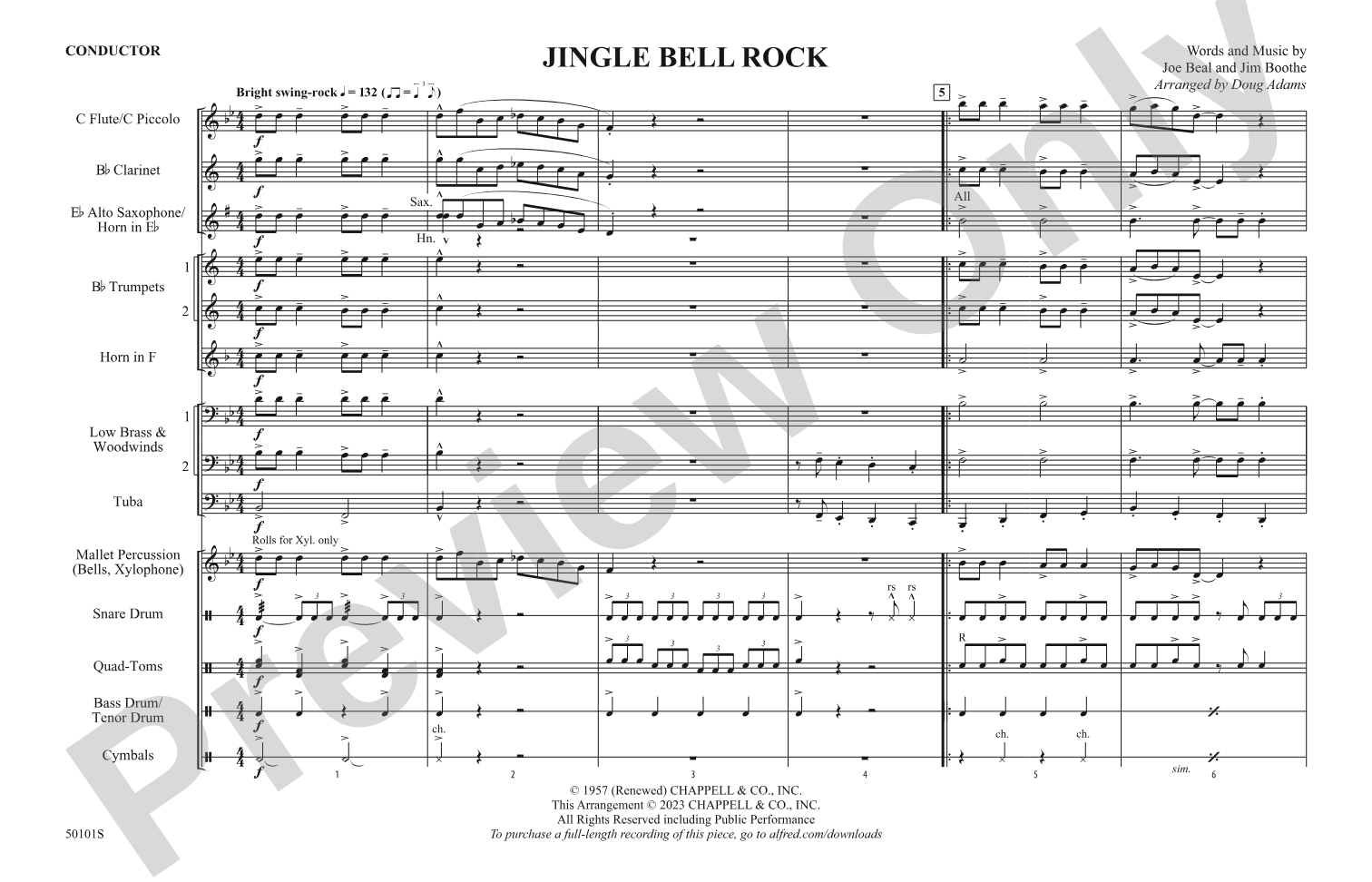 Jingle Bell Rock: Marching Band Conductor Score & Parts