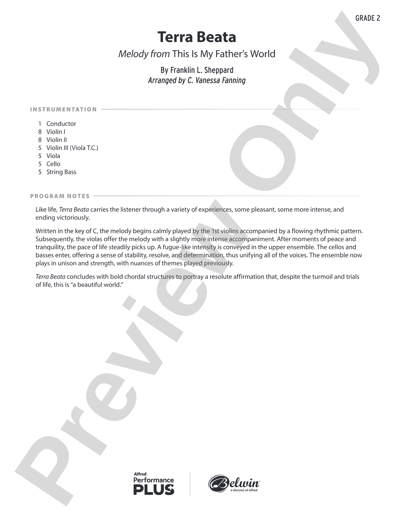Terra Beata: String Orchestra Conductor Score & Parts