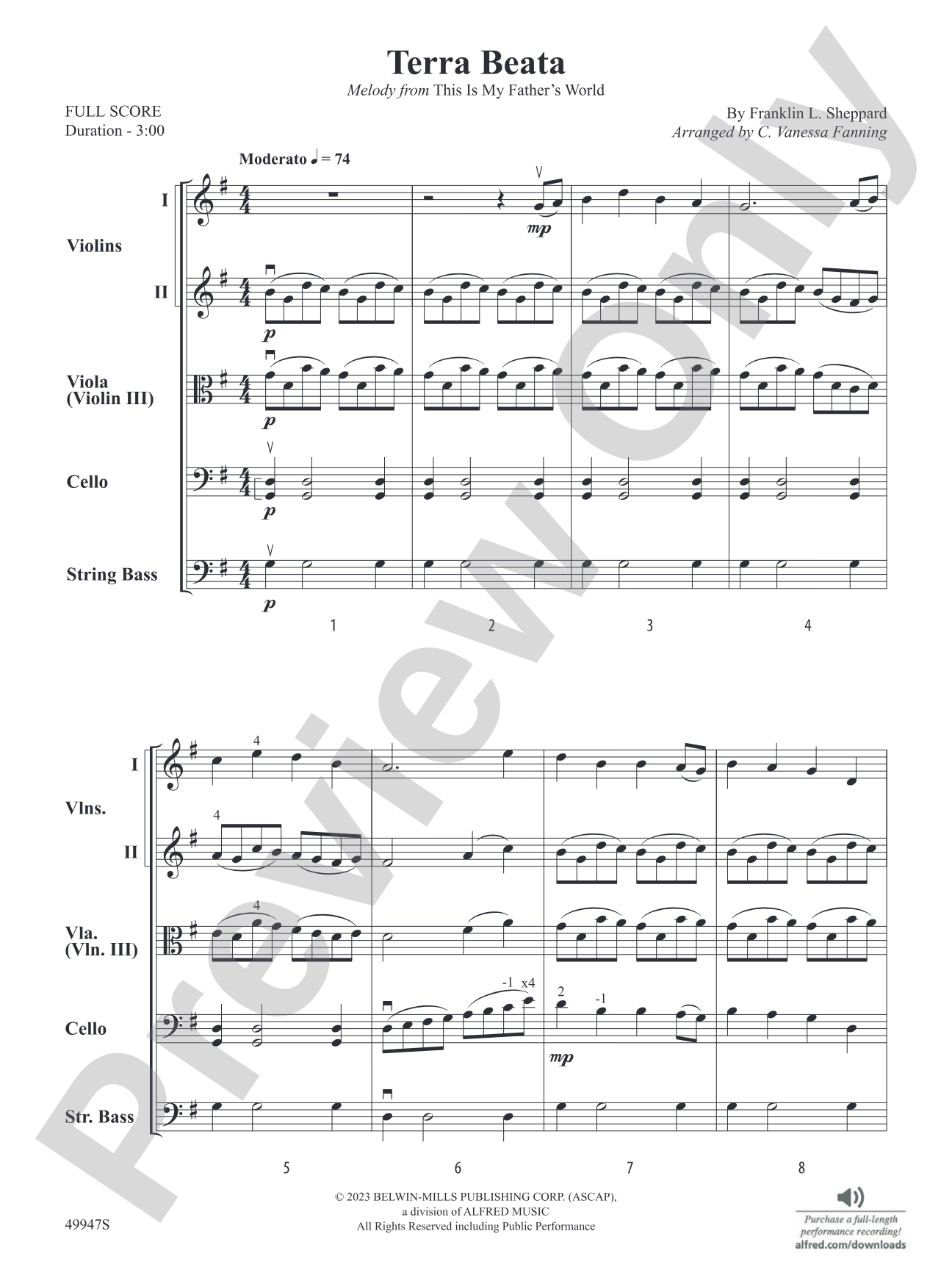 Terra Beata: String Orchestra Conductor Score & Parts