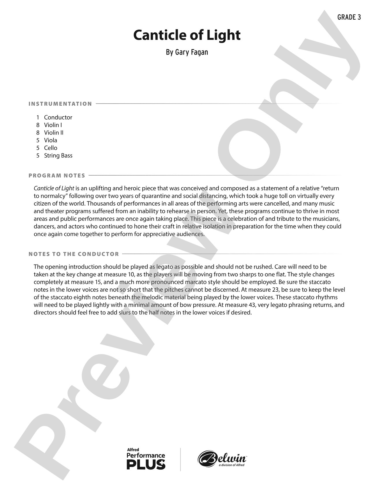 Canticle of Light: String Orchestra Conductor Score & Parts