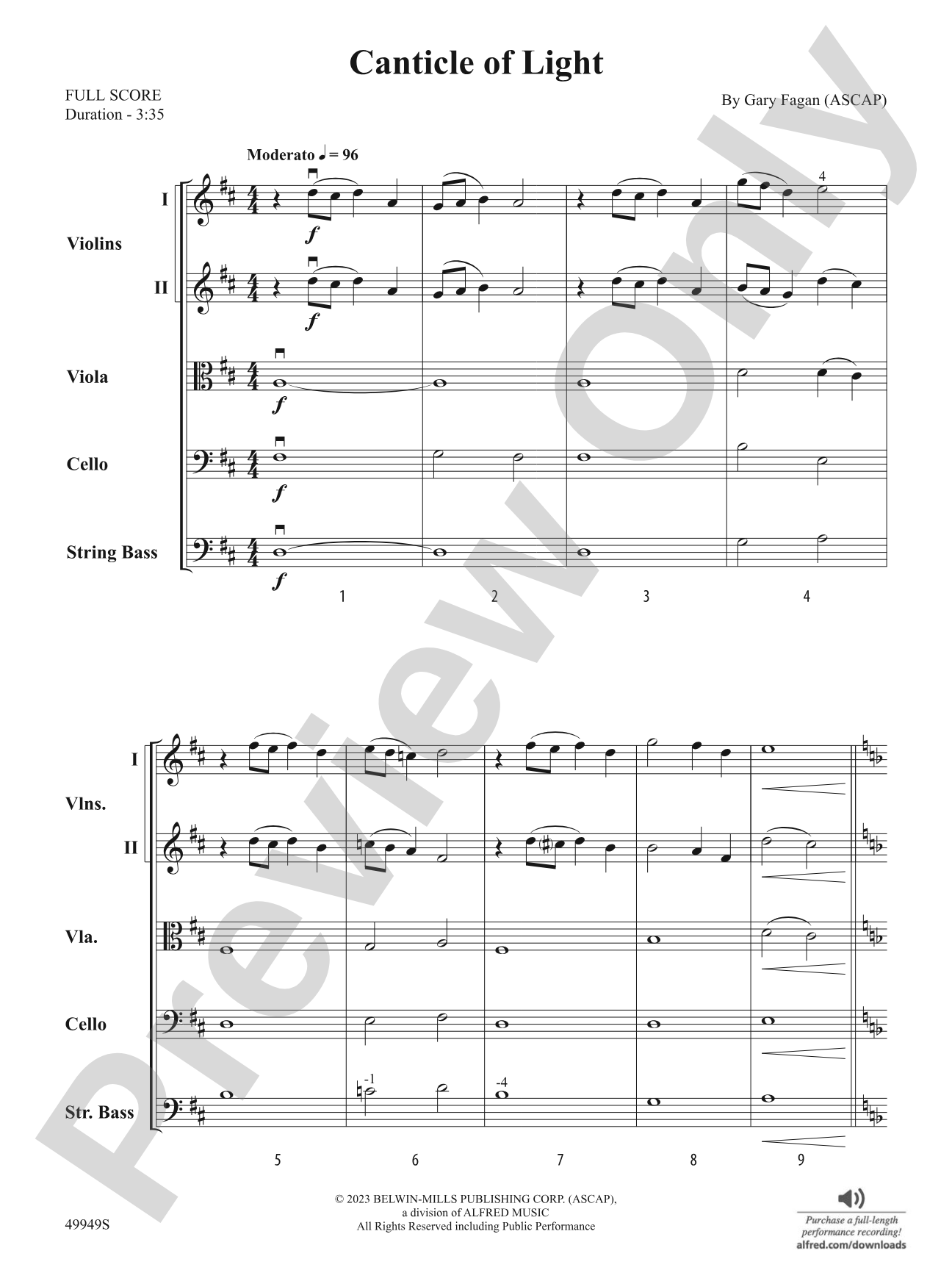 Canticle of Light: String Orchestra Conductor Score & Parts