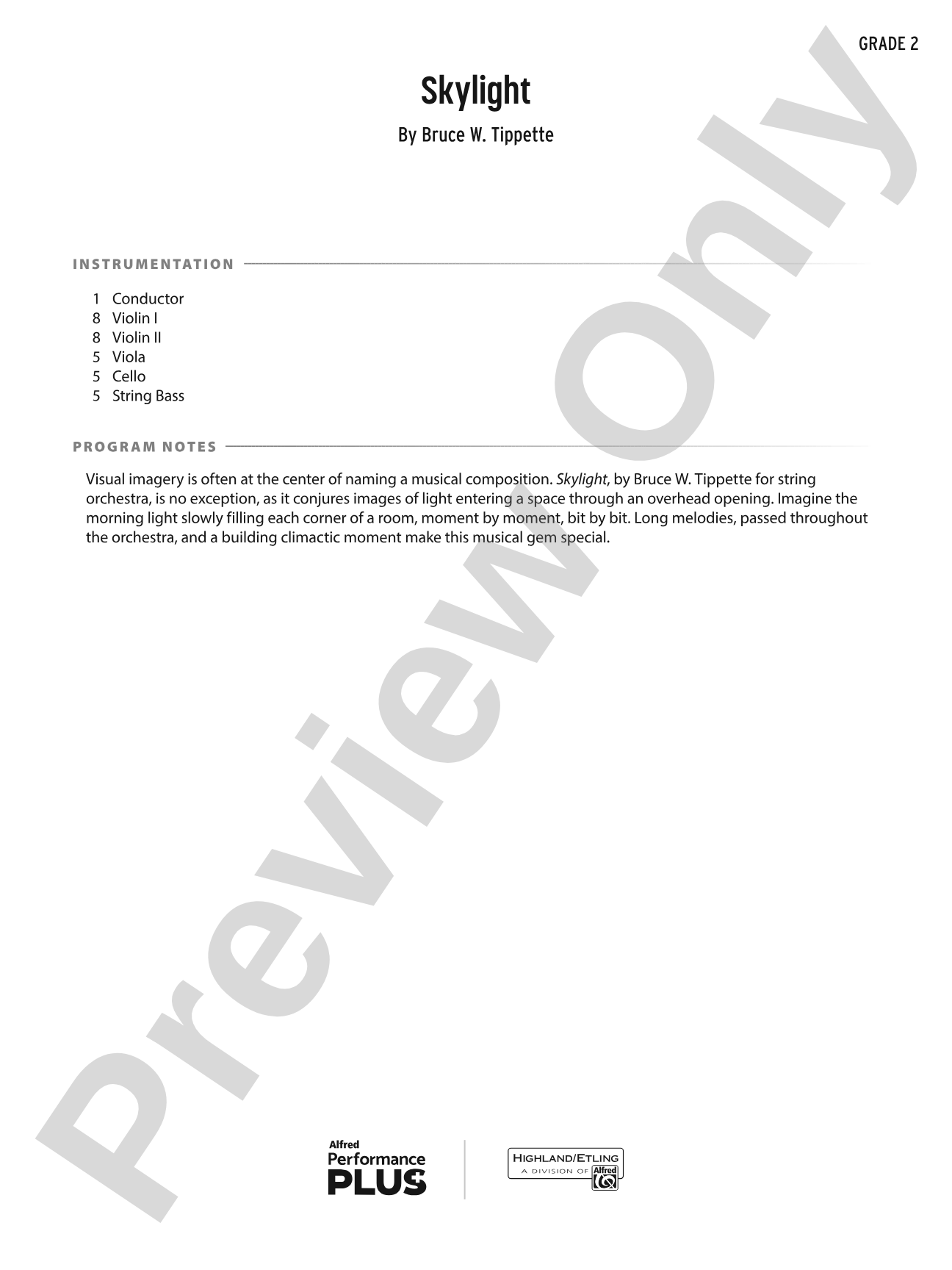 Skylight: String Orchestra Conductor Score & Parts