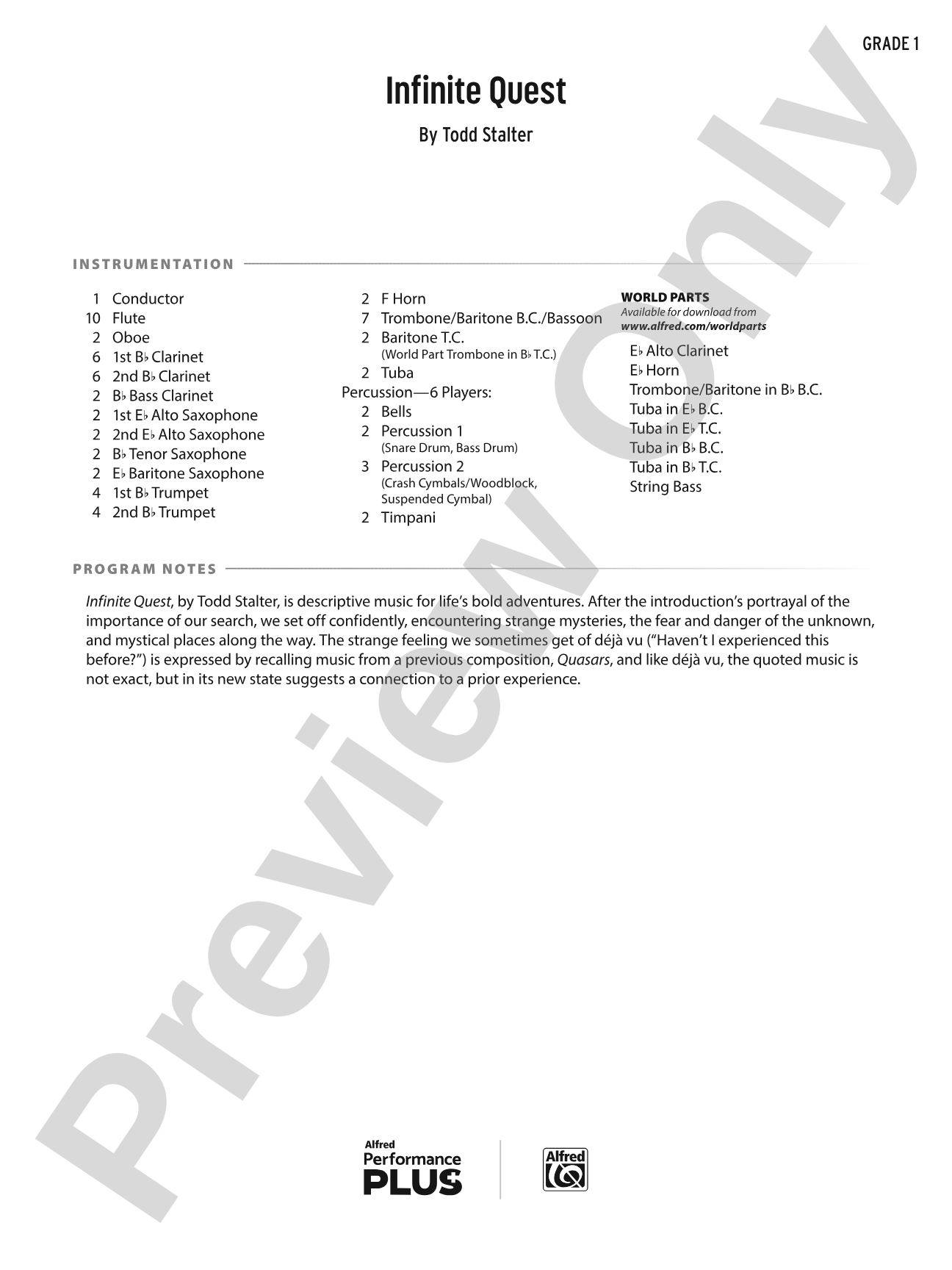 Infinite Quest: Concert Band Conductor Score & Parts