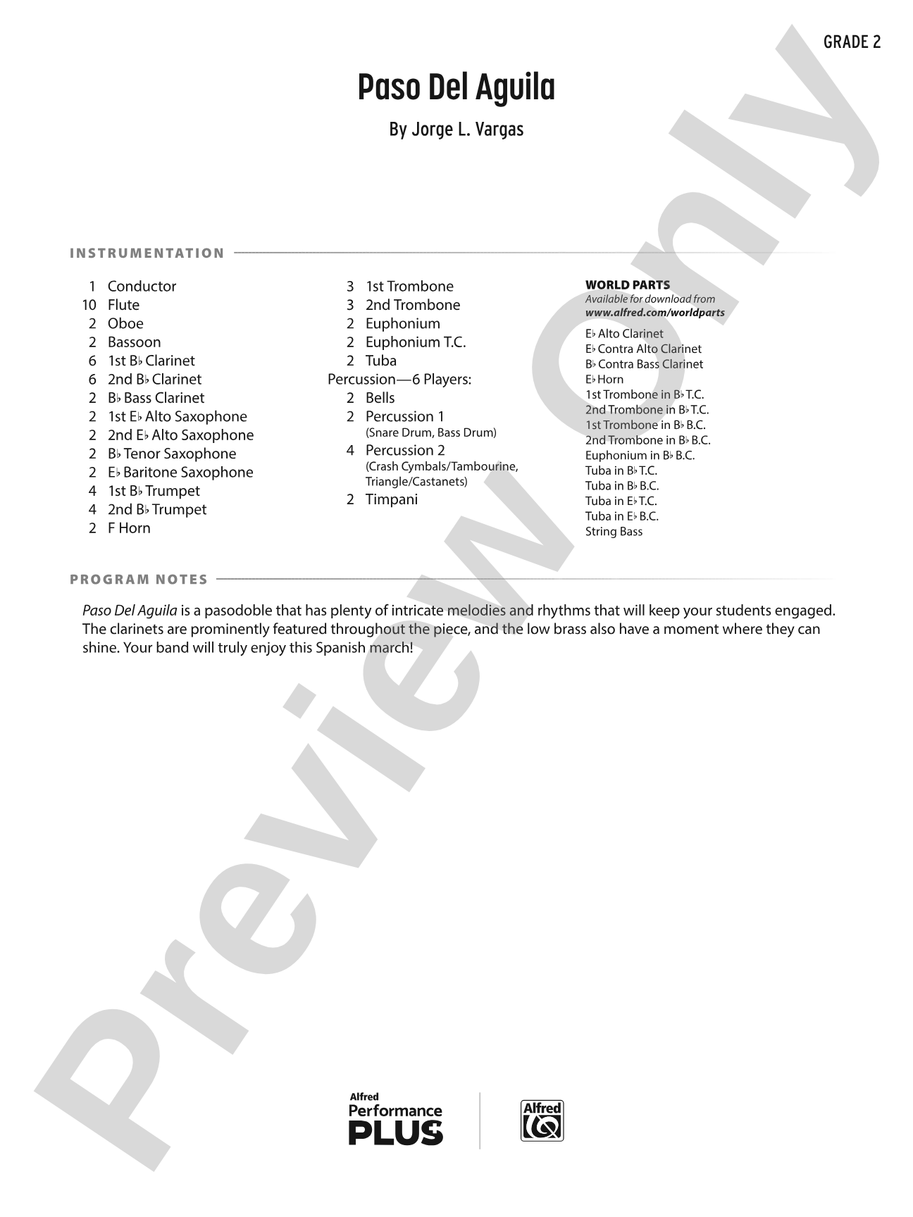 Paso Del Aguila: Concert Band Conductor Score & Parts