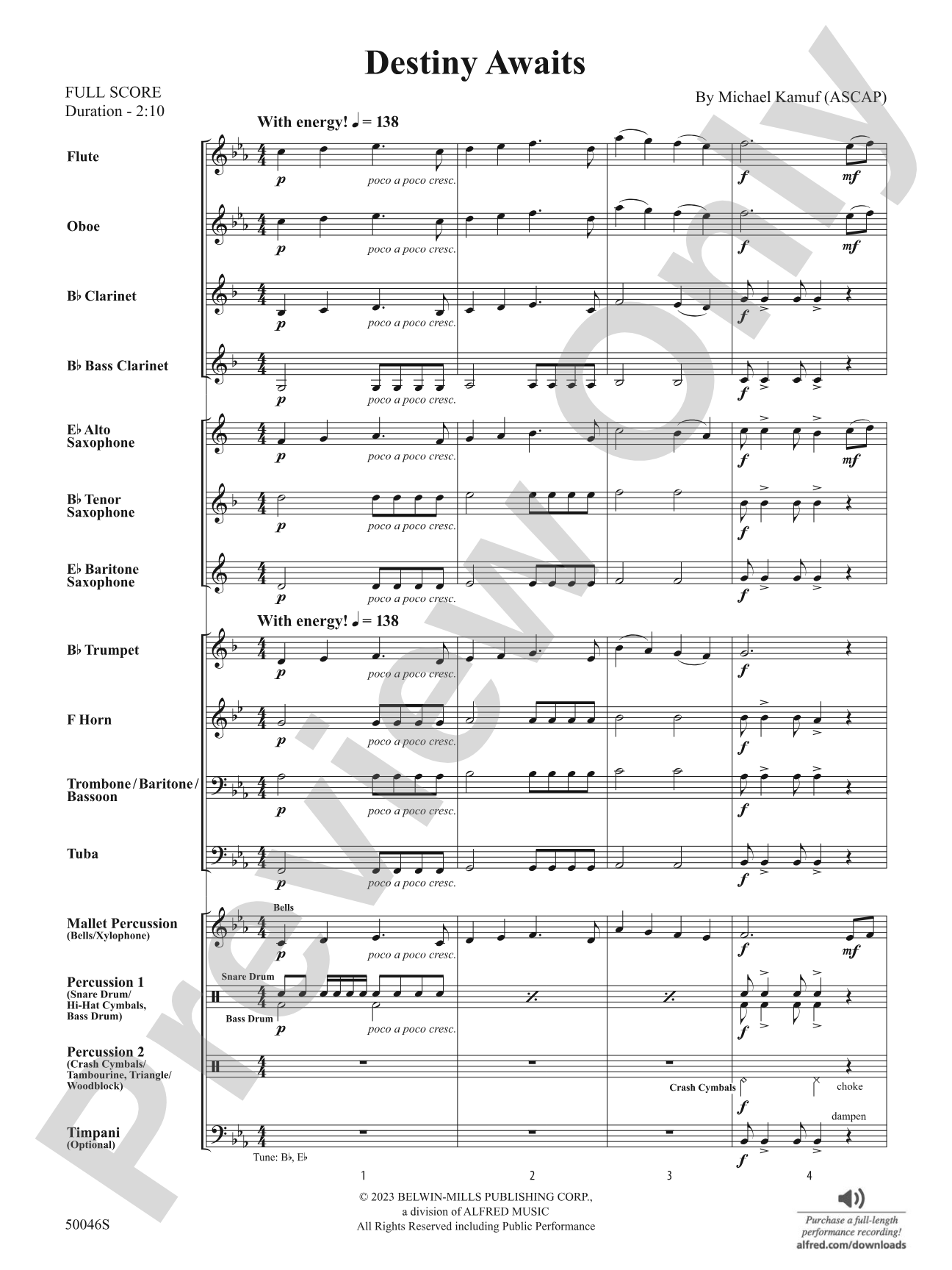 Destiny Awaits: Concert Band Conductor Score & Parts