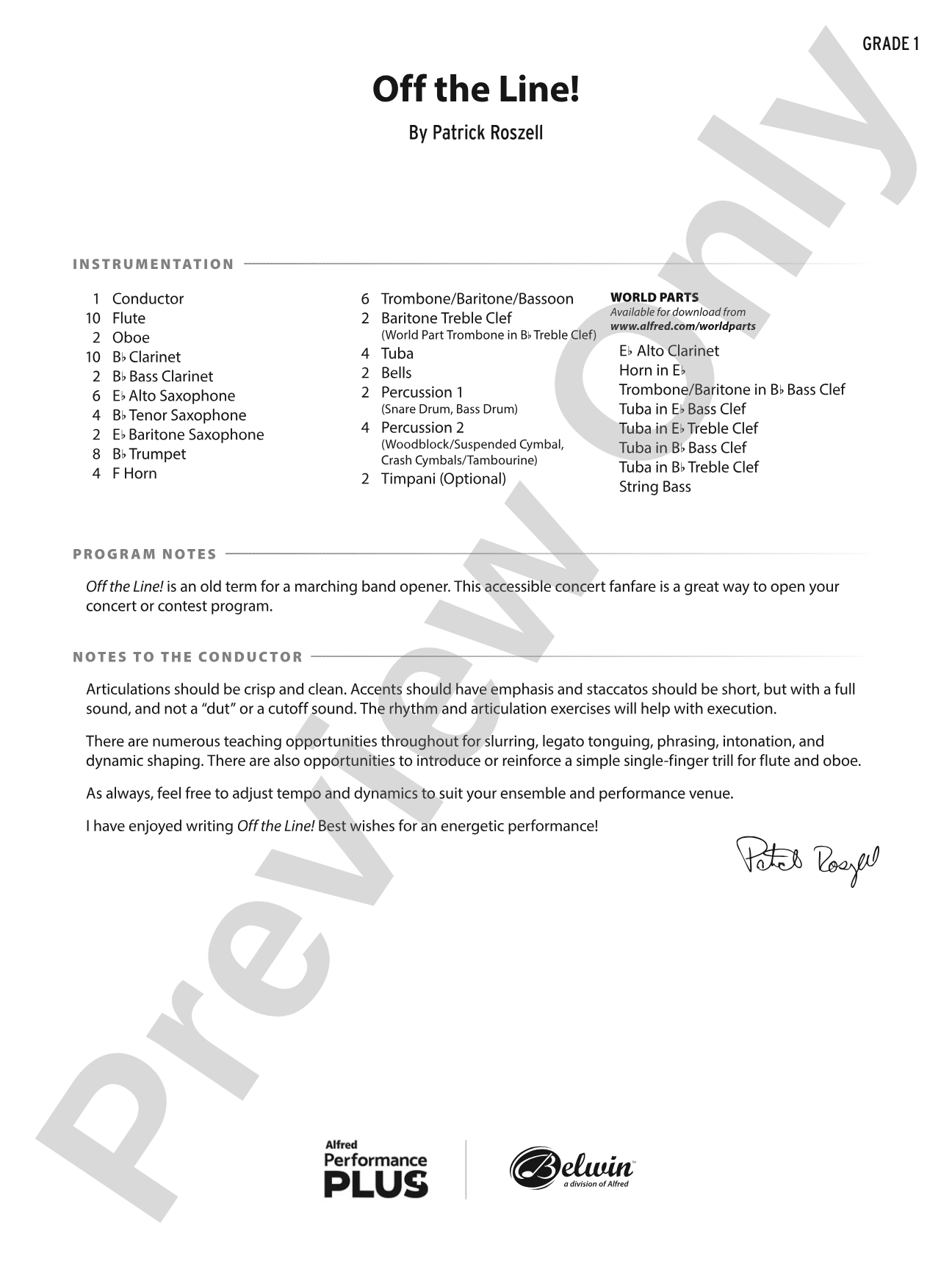 Off the Line!: Concert Band Conductor Score & Parts