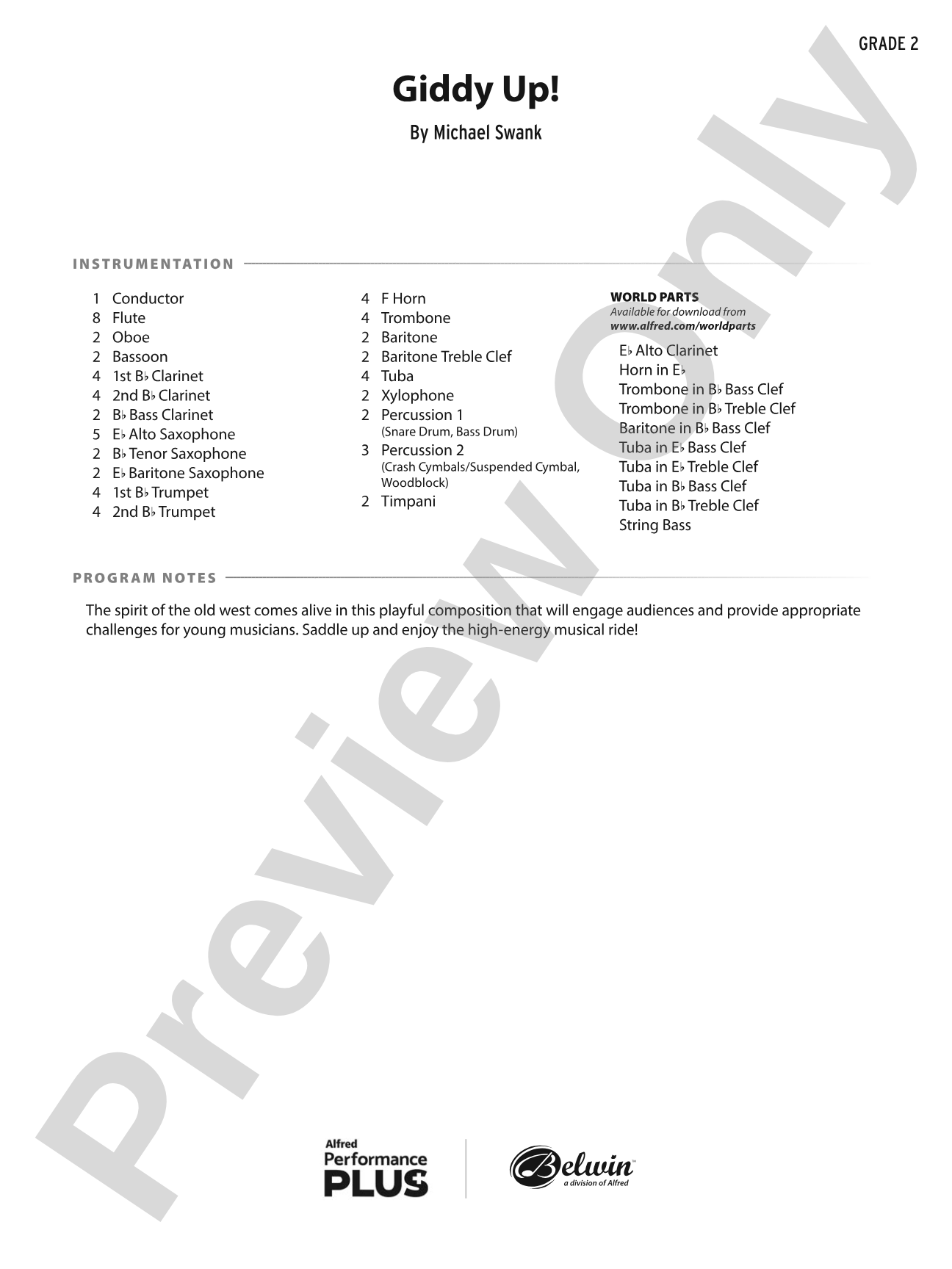 Giddy Up!: Concert Band Conductor Score & Parts