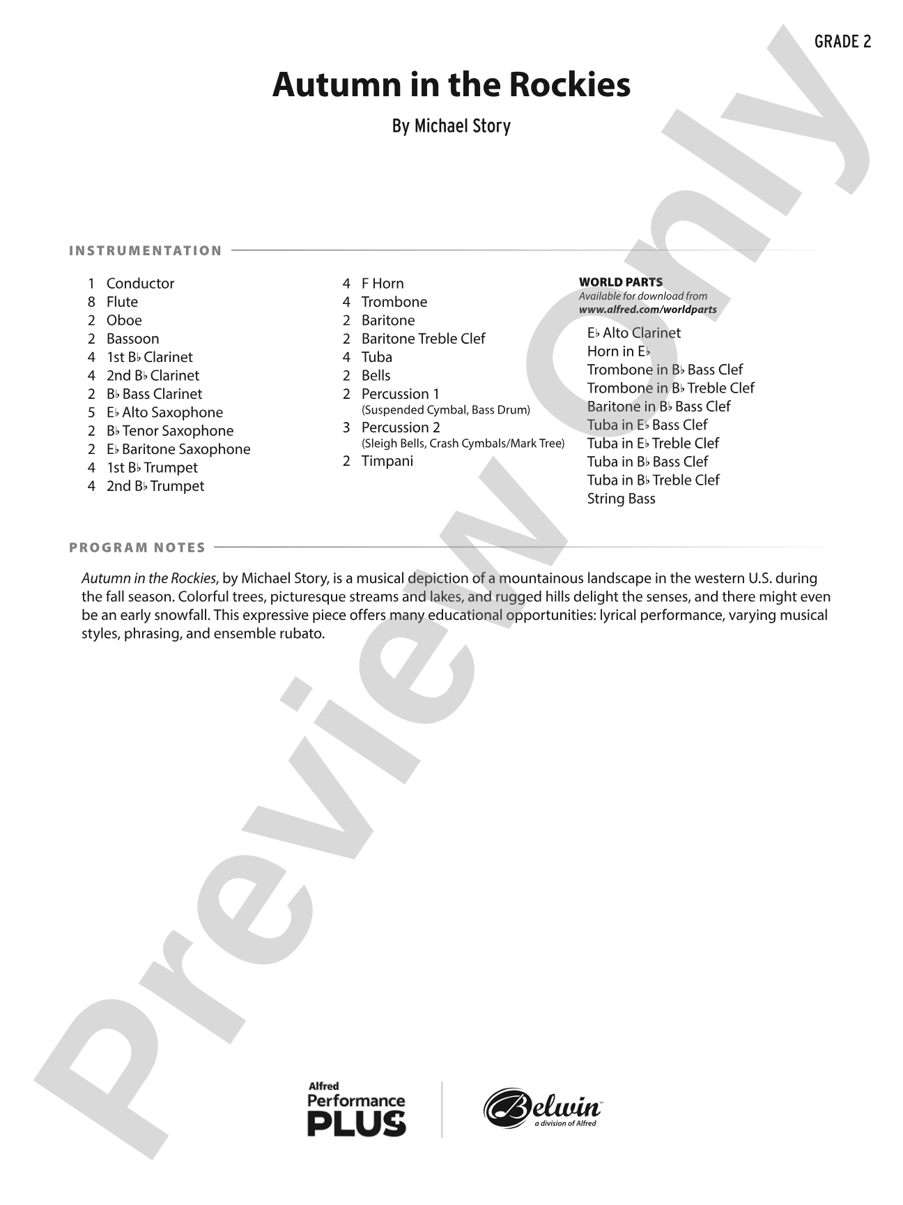 Autumn in the Rockies: Concert Band Conductor Score & Parts