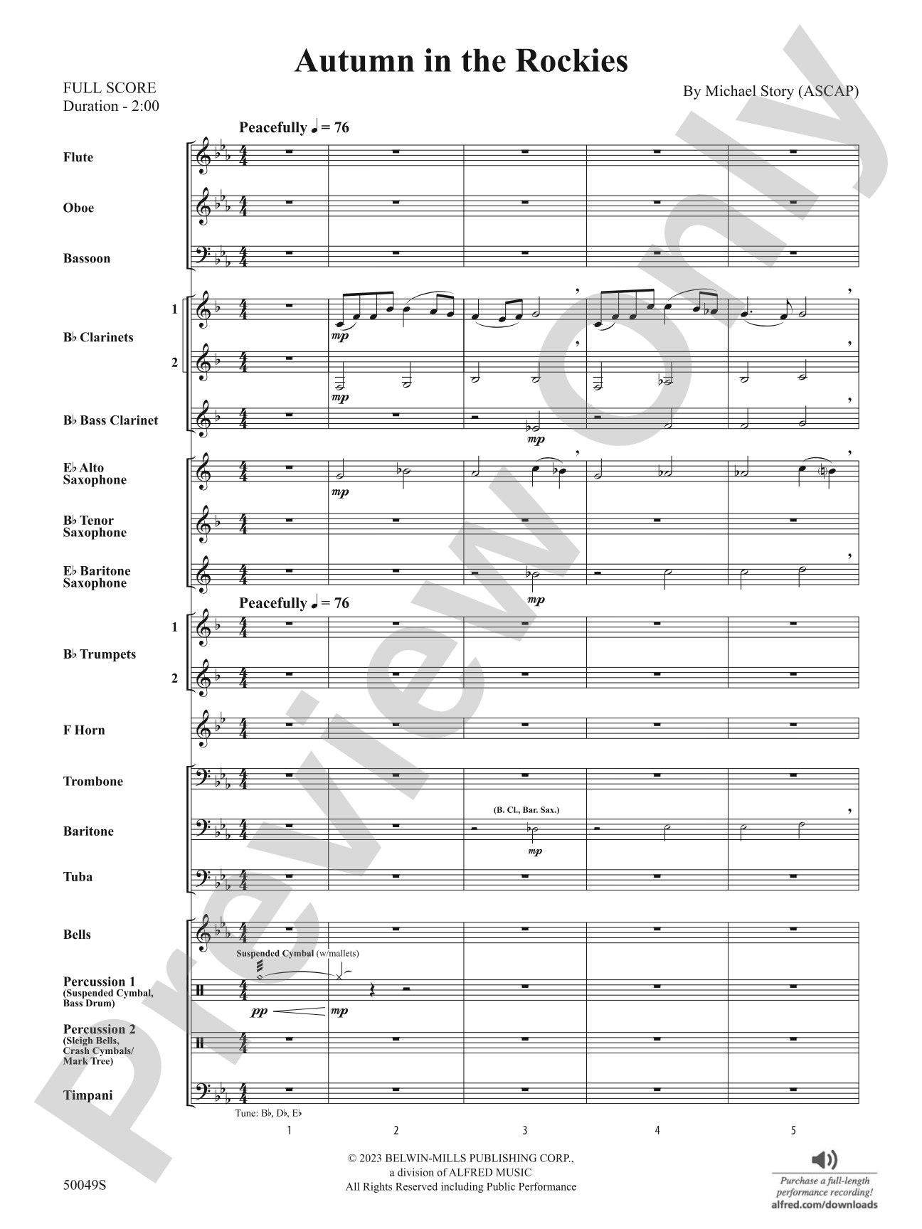 Autumn in the Rockies: Concert Band Conductor Score & Parts