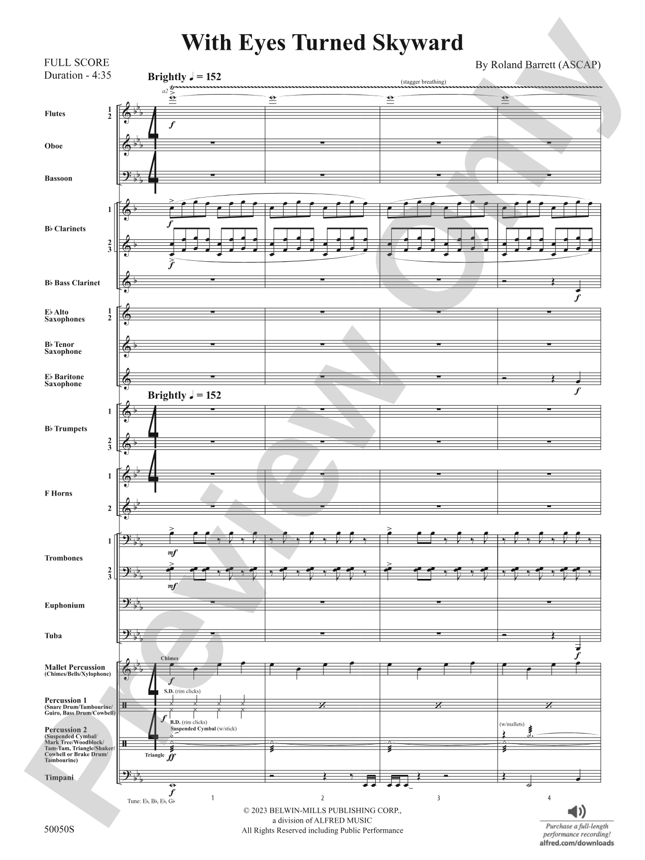 With Eyes Turned Skyward: Concert Band Conductor Score & Parts