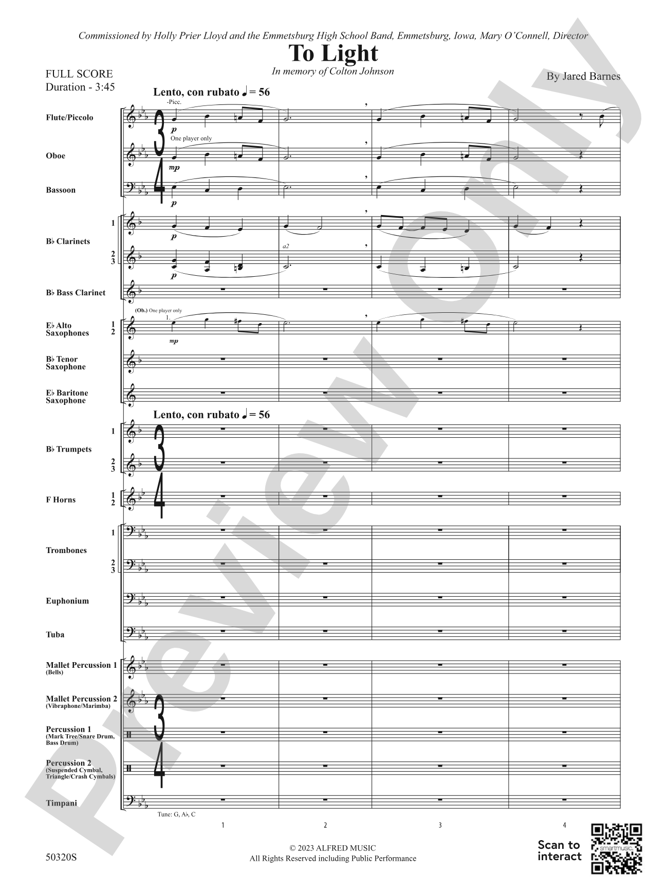 To Light: Concert Band Conductor Score & Parts