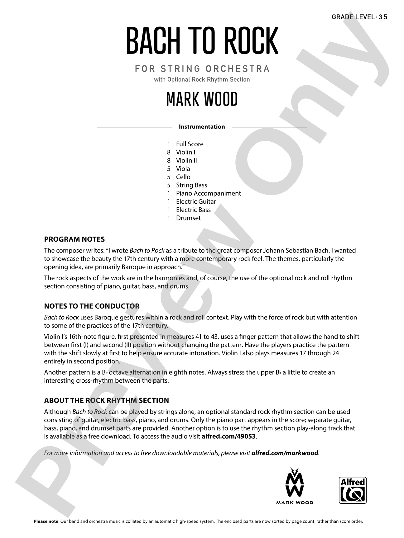 Bach to Rock: String Orchestra Conductor Score & Parts