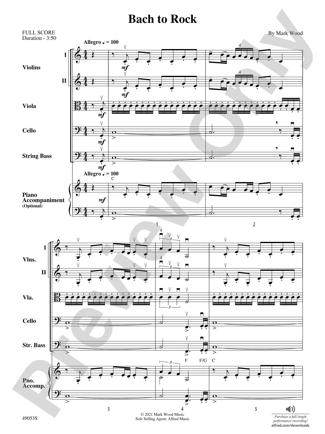 Bach to Rock: String Orchestra Conductor Score & Parts