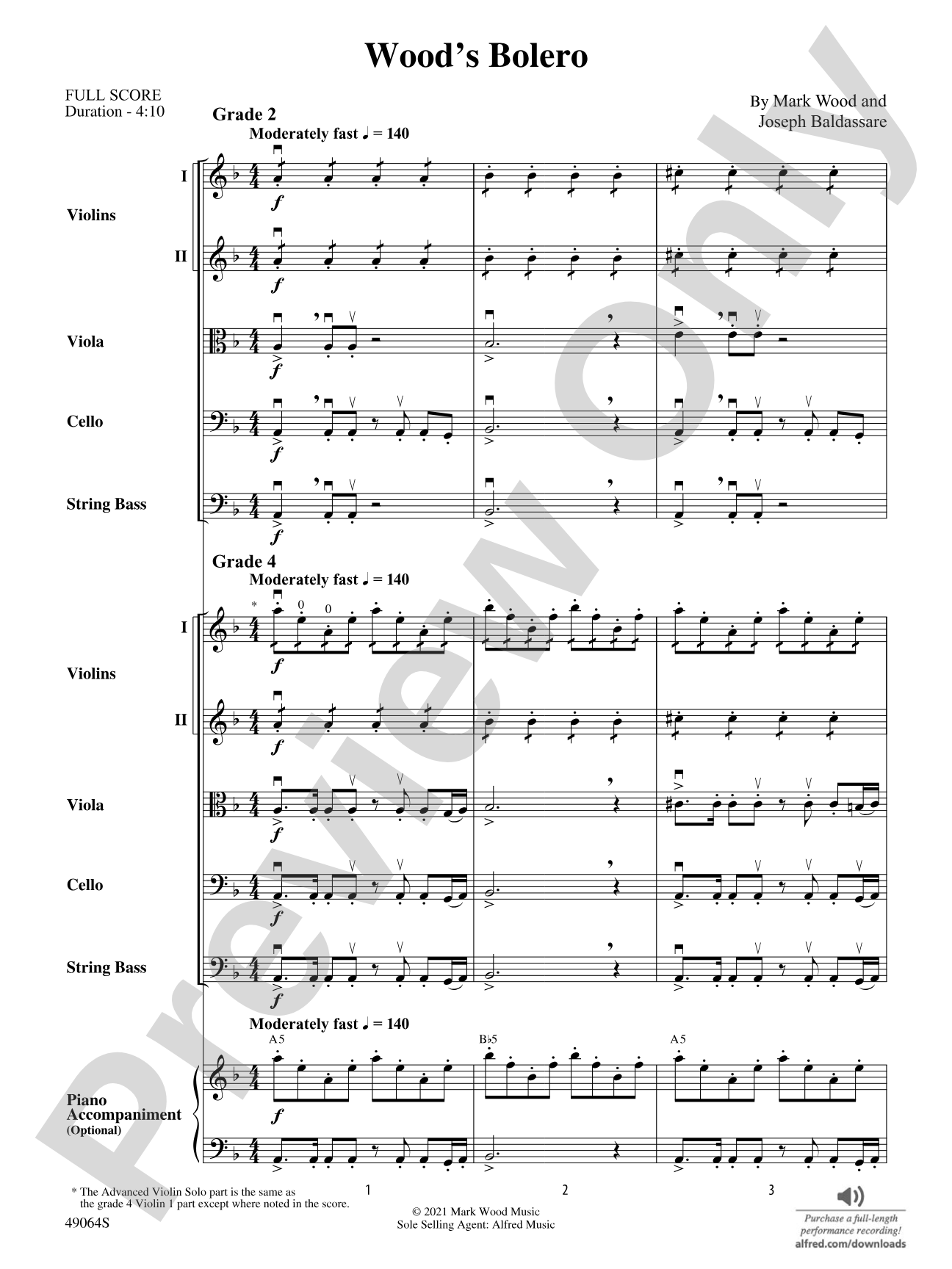 Wood's Bolero: String Orchestra Conductor Score & Parts