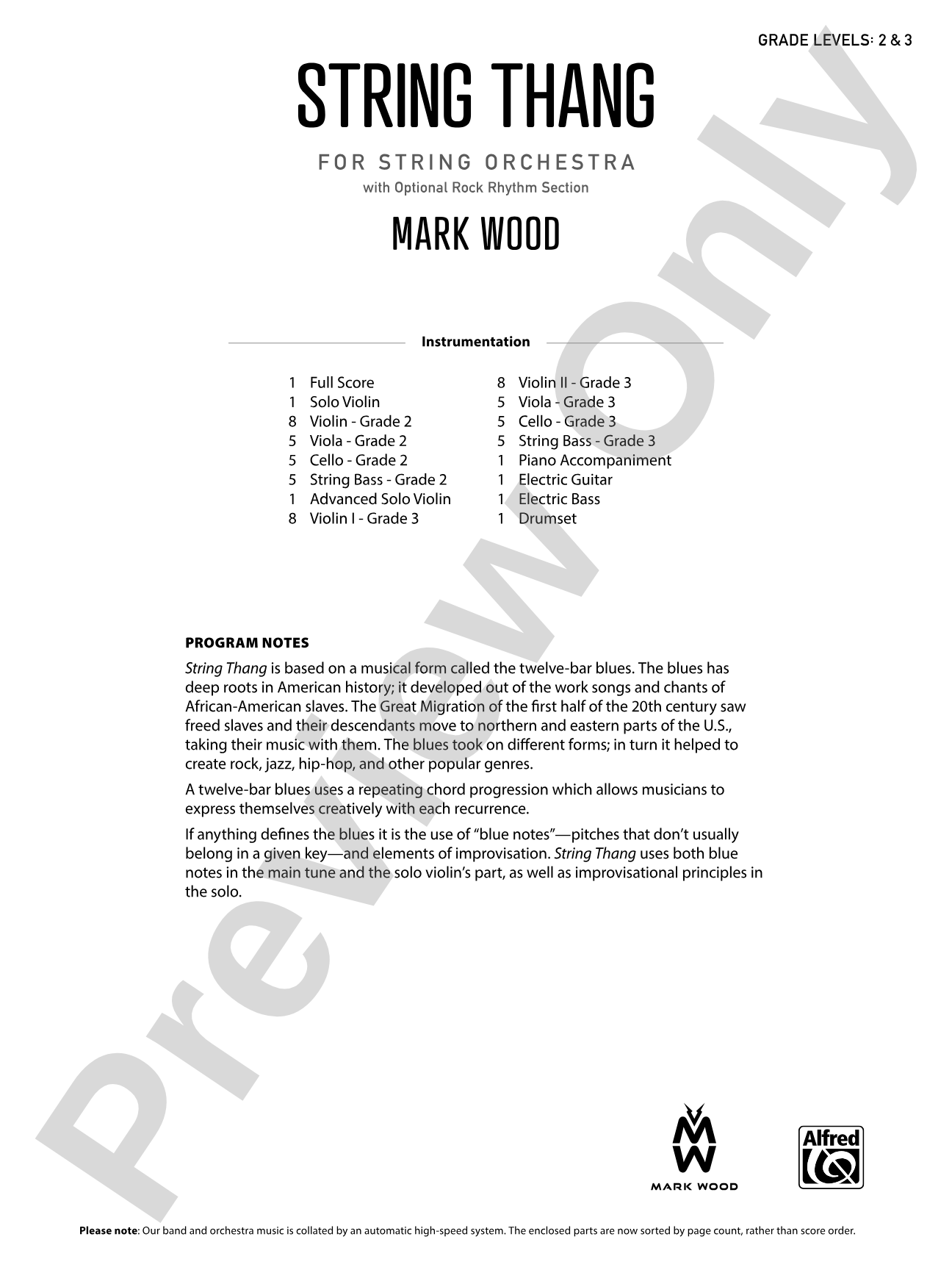 String Thang: String Orchestra Conductor Score & Parts