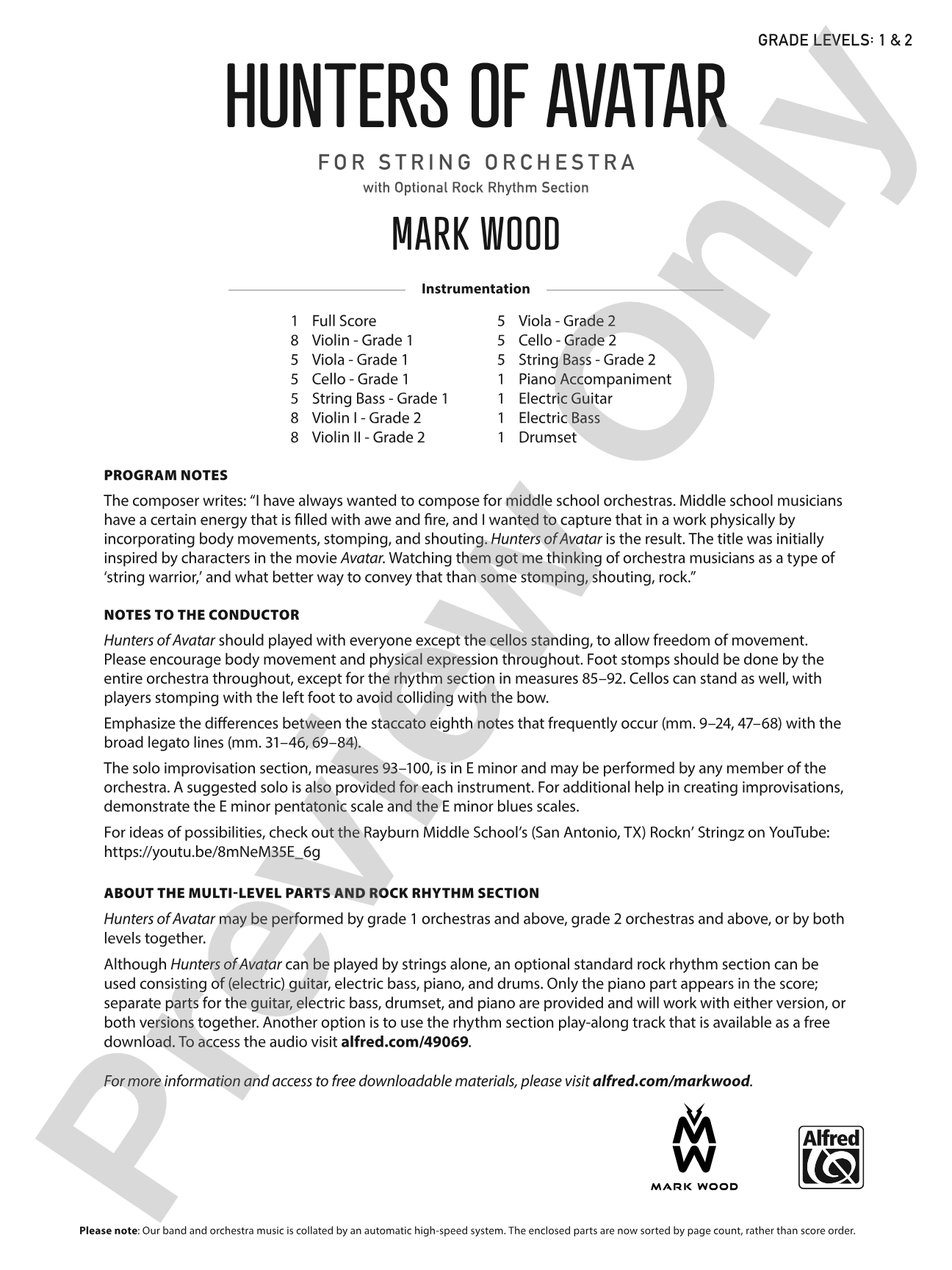 Hunters of Avatar: String Orchestra Conductor Score & Parts