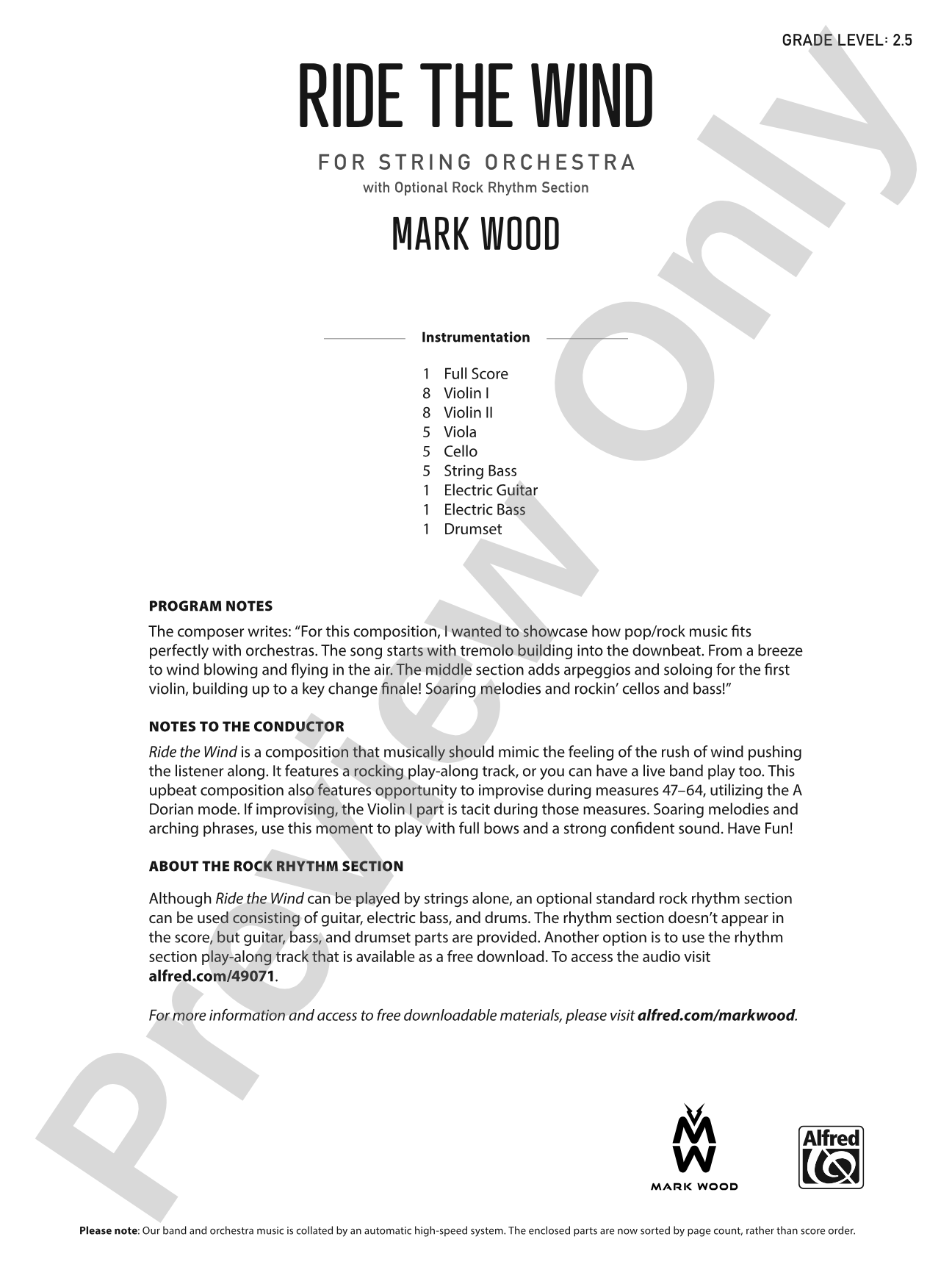 Ride the Wind: String Orchestra Conductor Score & Parts
