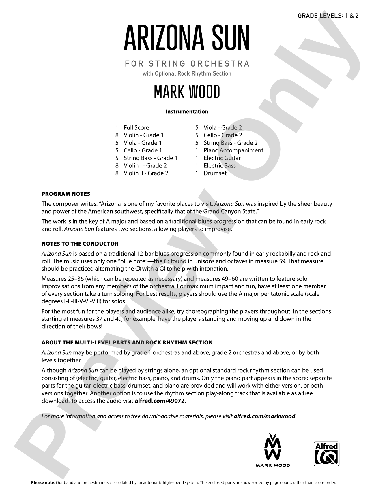 Arizona Sun: String Orchestra Conductor Score & Parts