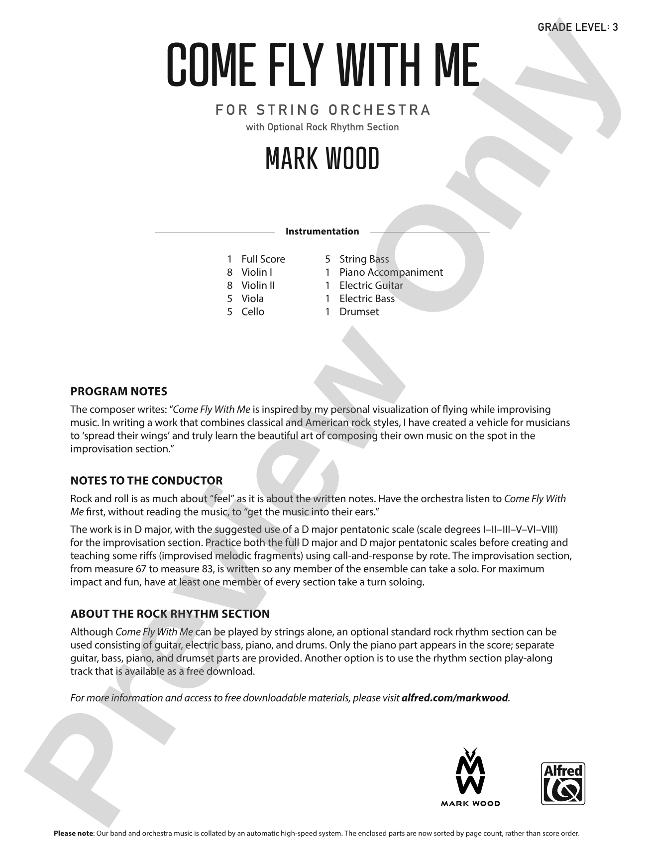 Come Fly with Me: String Orchestra Conductor Score & Parts