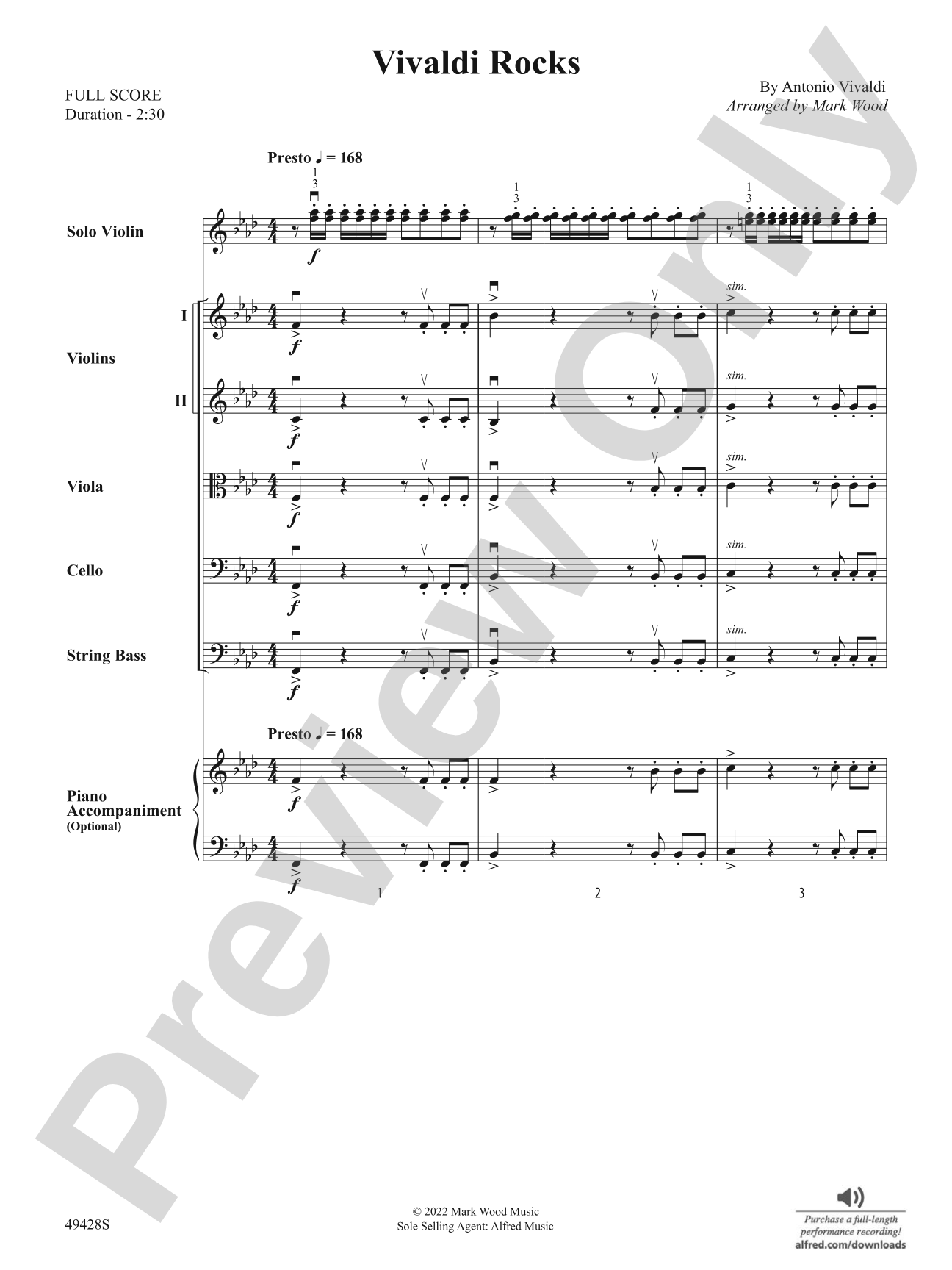 Vivaldi Rocks: String Orchestra Conductor Score & Parts