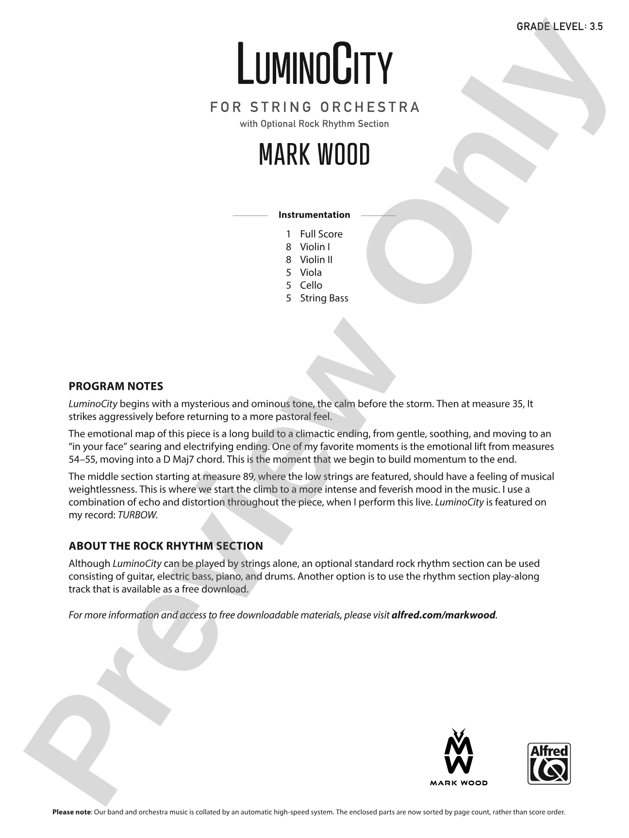 LuminoCity: String Orchestra Conductor Score & Parts